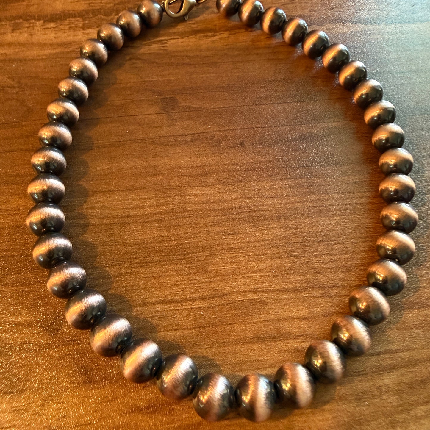 Navajo Style Faux COPPER Pearl Bead Choker Necklace 15 Inch Length, 10mm Beads