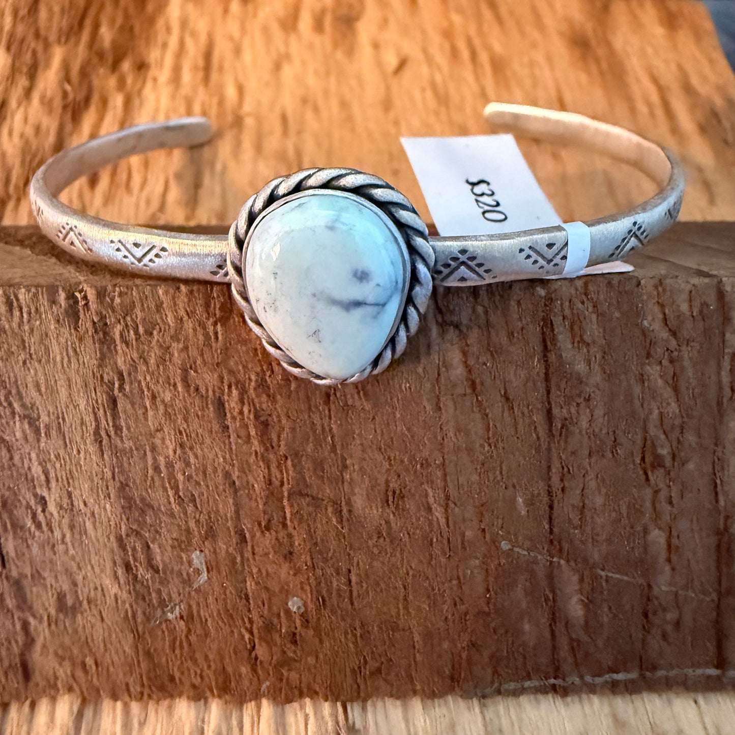 Native Inspired Paloma Gemstone Cuff Bracelet Sterling Silver, Adjustable