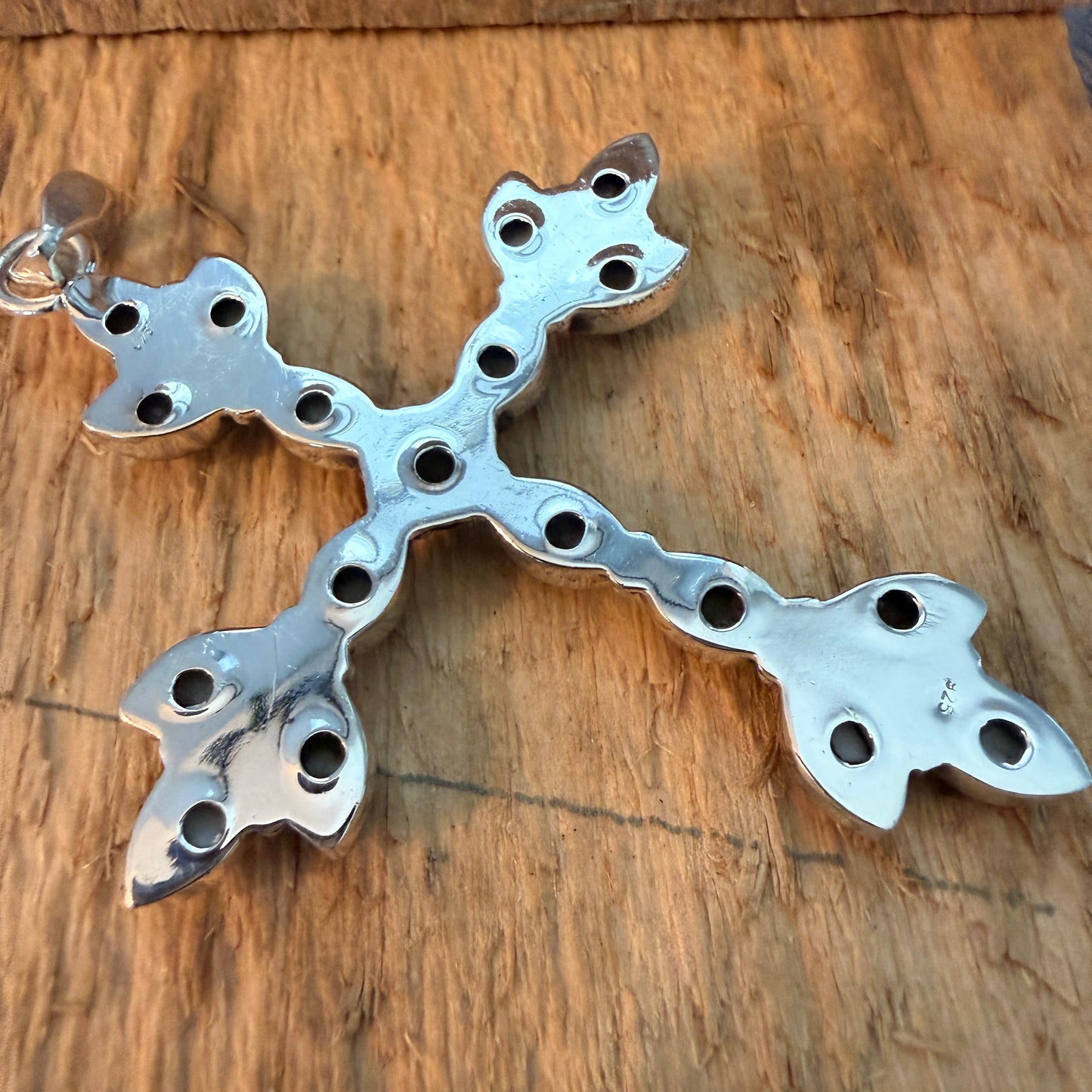 Wild Horse Gemstone Cross Pendant in Sterling Silver