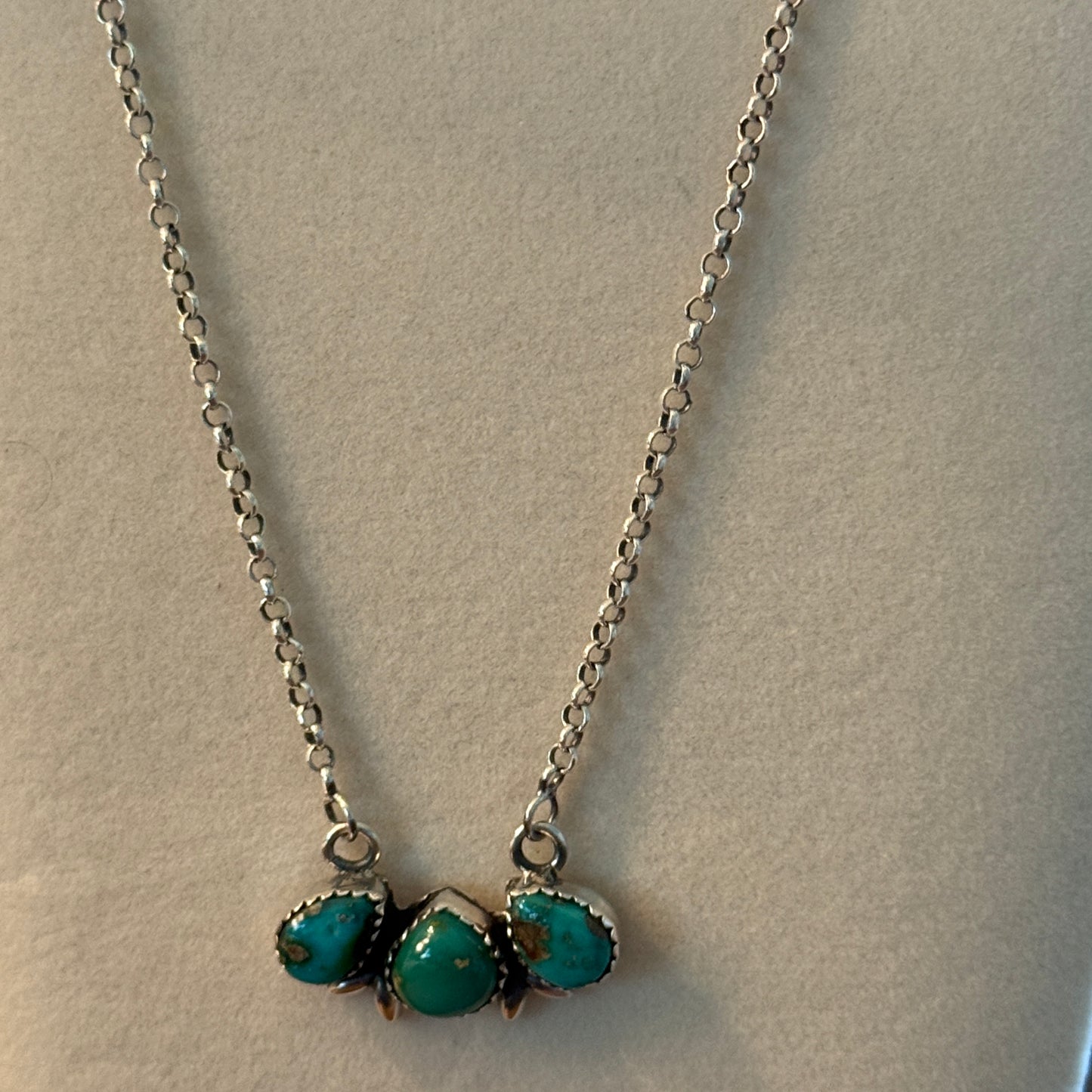 Native Inspired Sonoran Gold Turquoise Three Gemstone Cluster Necklace