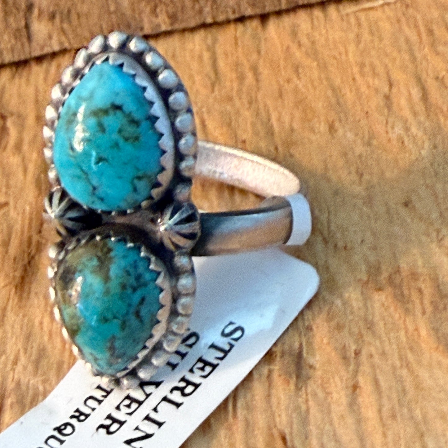 Tonopah Turquoise Two Gemstones Sterling Silver Adjustable Statement Ring