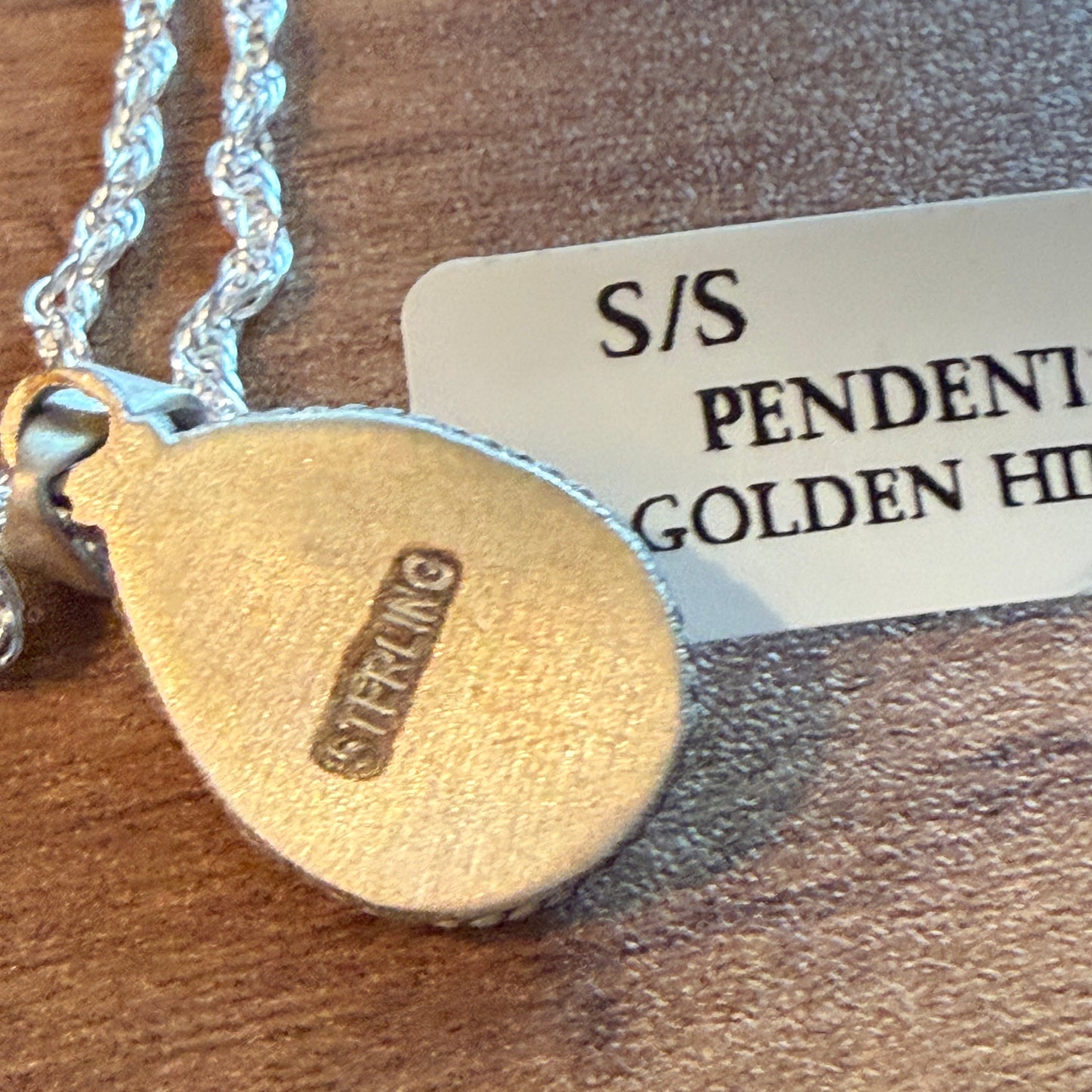 Handcrafted Golden Hill Gemstone Sterling Silver Necklace 18 Inch Chain