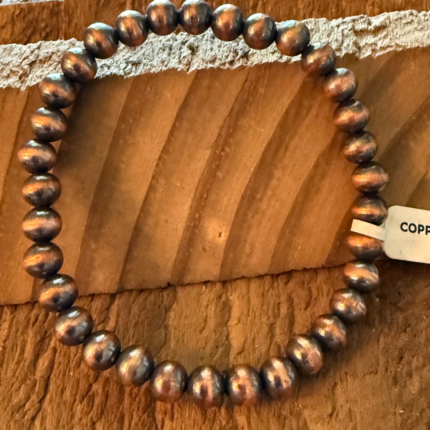 Handcrafted Genuine Copper Pearl Stretch Bracelet 4 mm for Everyday Layering