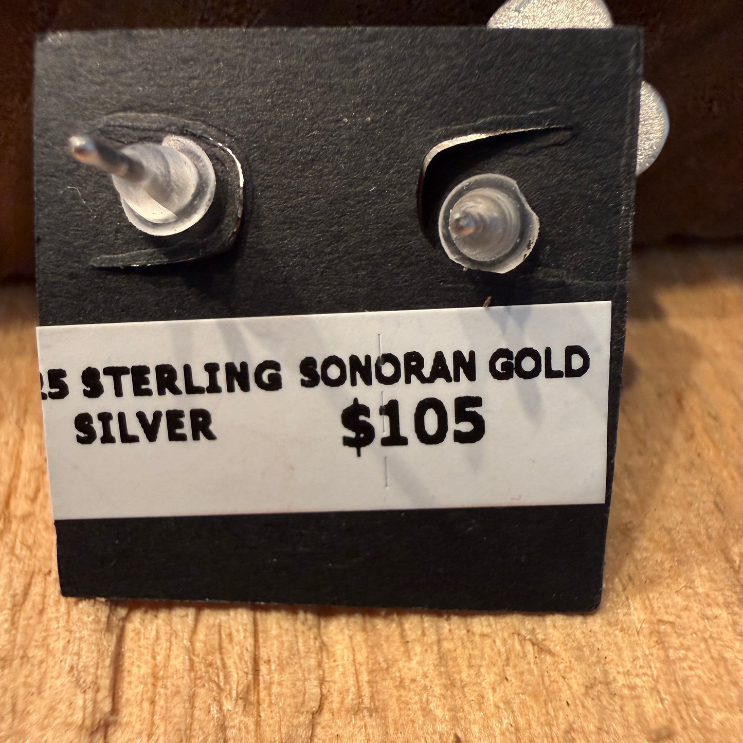 Handcrafted Sonoran Gold Turquoise Stud Earrings in 925 Sterling Silver