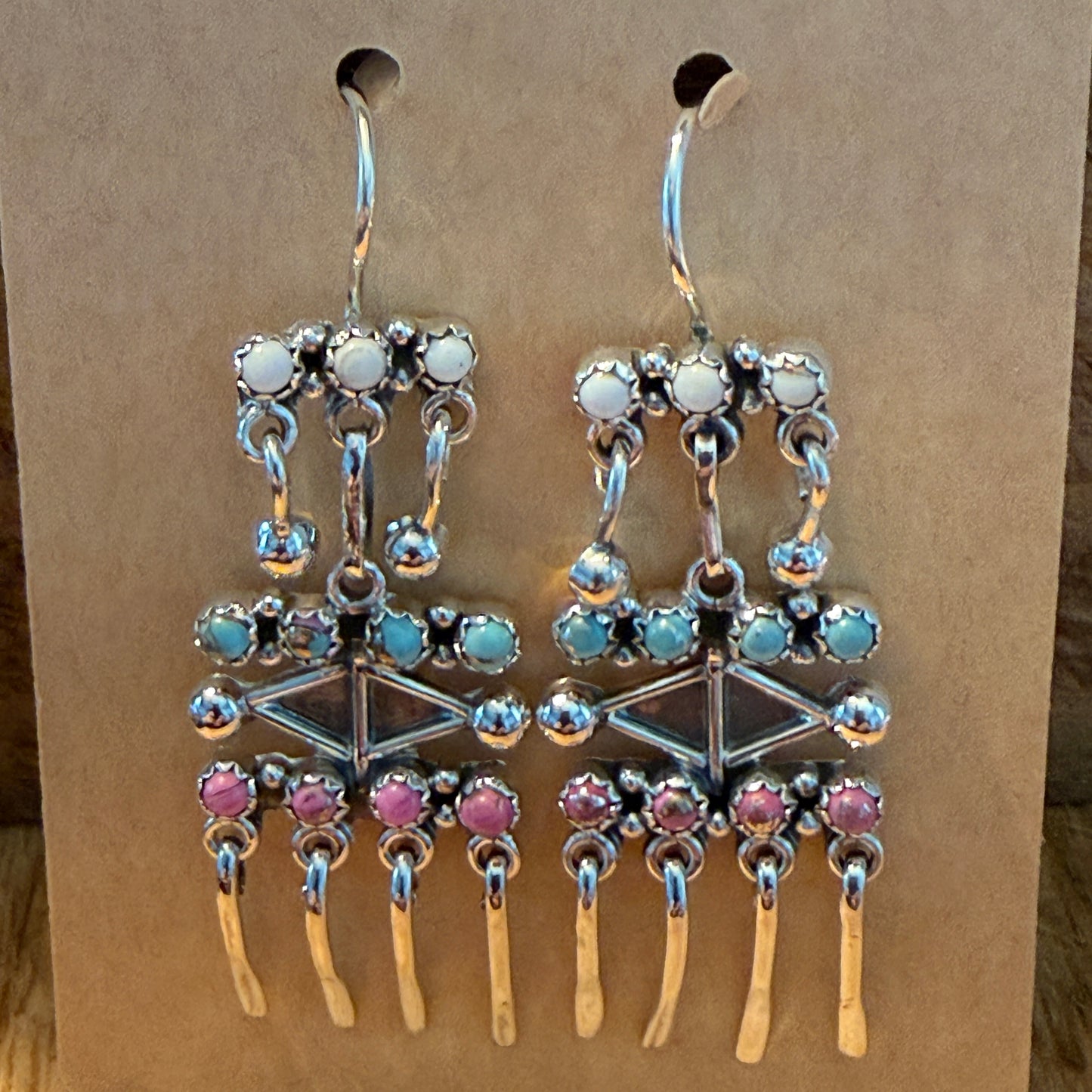 Cotton Candy Dahlia Gemstone Dancing Dangle Earring Sterling Silver