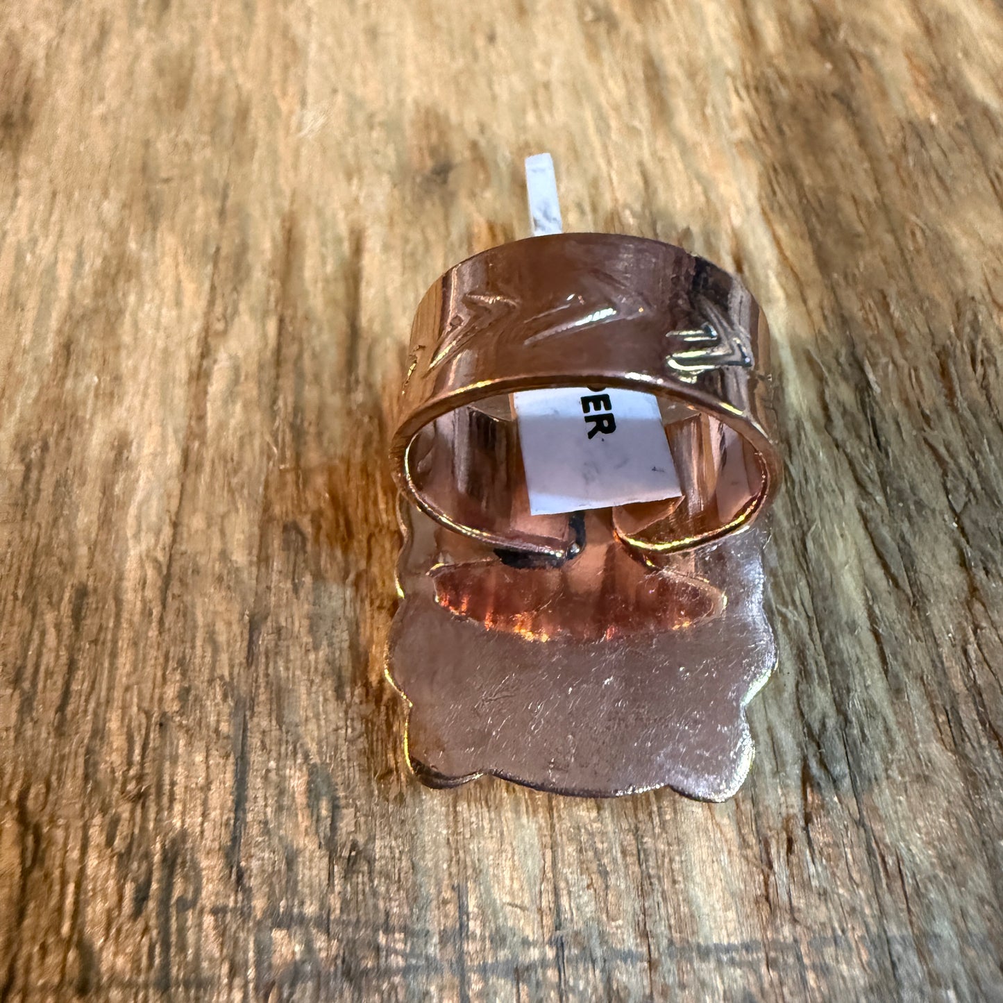 Wild Horse Gemstone Adjustable Ring in Copper One Inch Stone