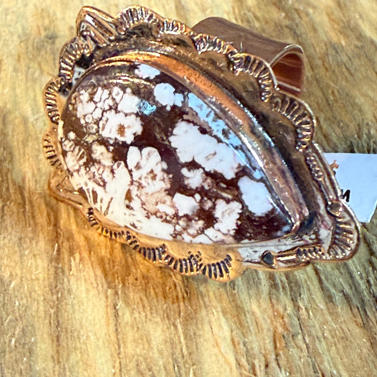 Wild Horse Copper Ring With One Point Two Inch Gemstone Face Adjustable Band