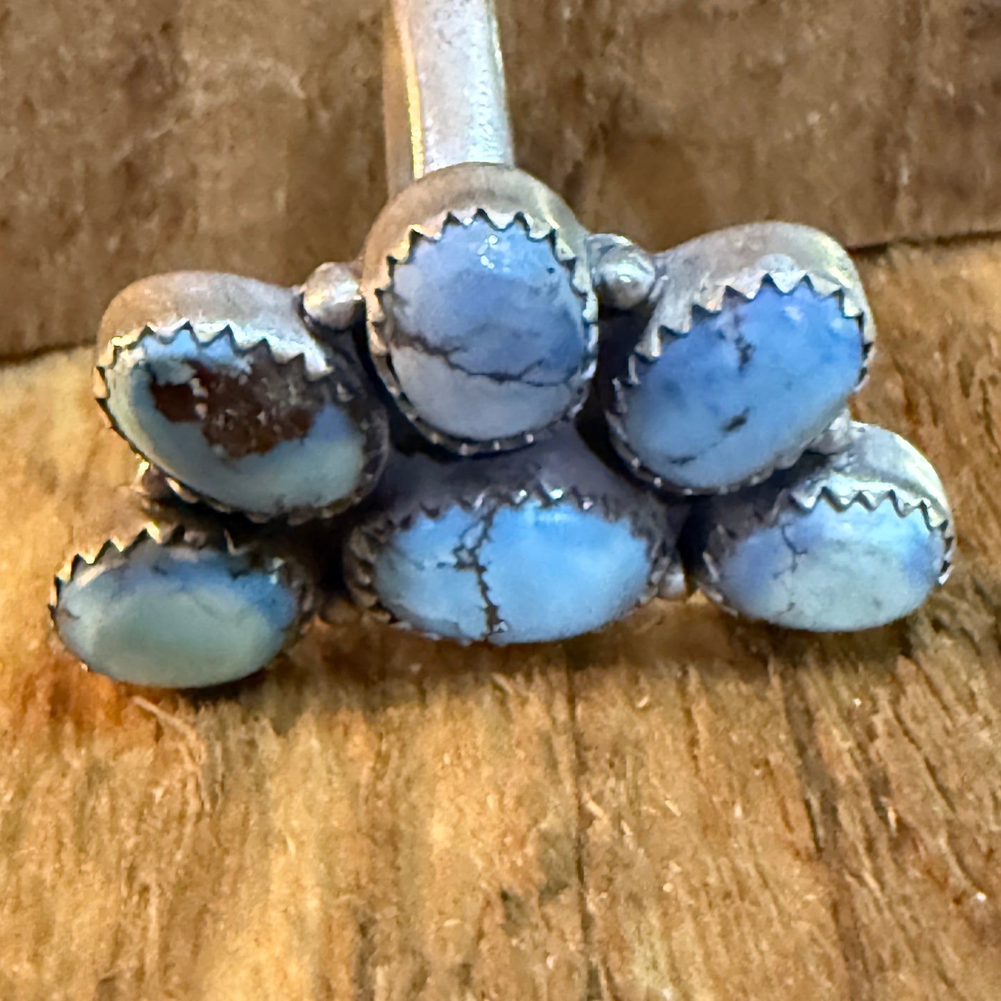 Golden Hills Turquoise Dahlia Adjustable Cluster Ring Sterling Silver