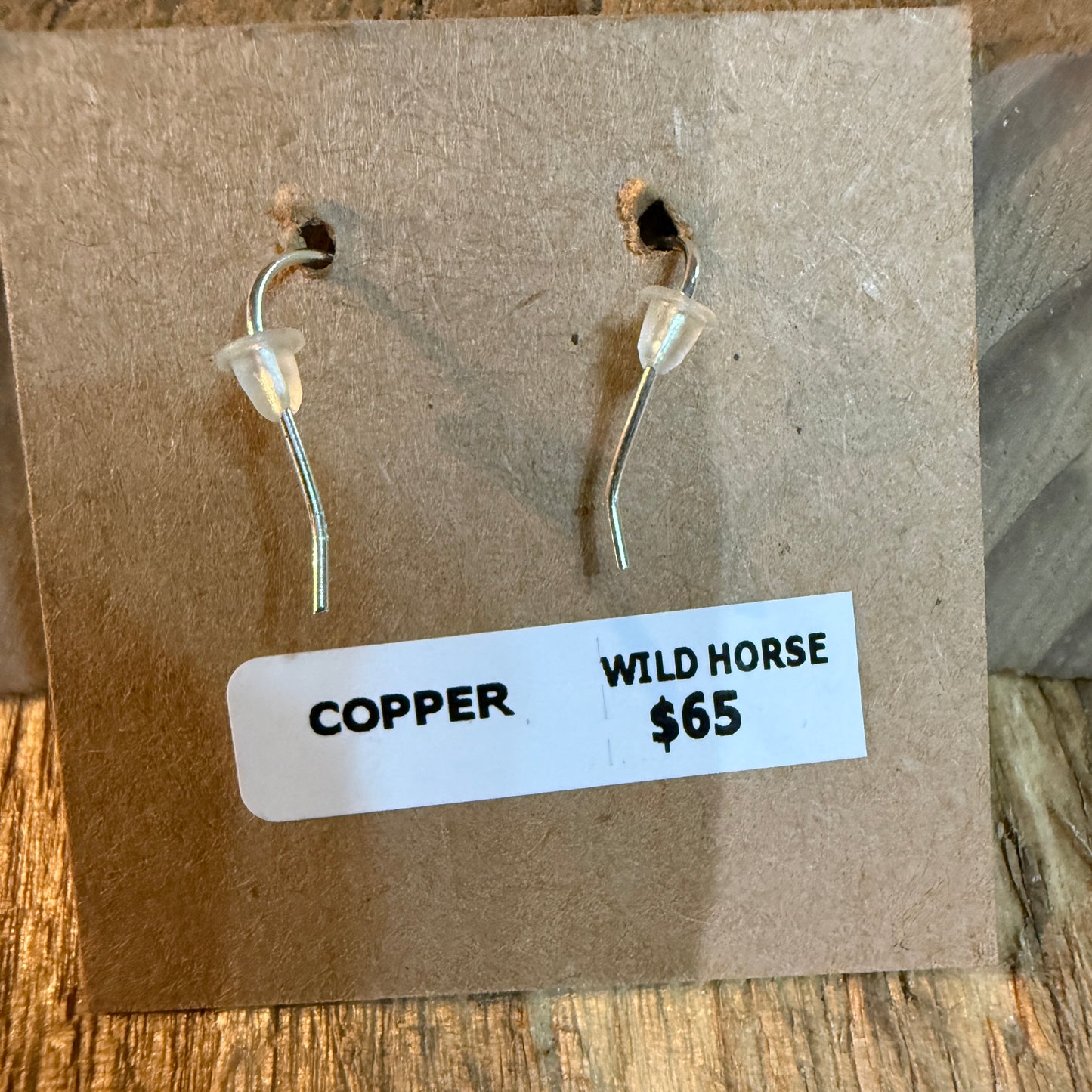 Wild Horse One Inch Gemstone Wire Drop Copper Earrings In Sterling Silver