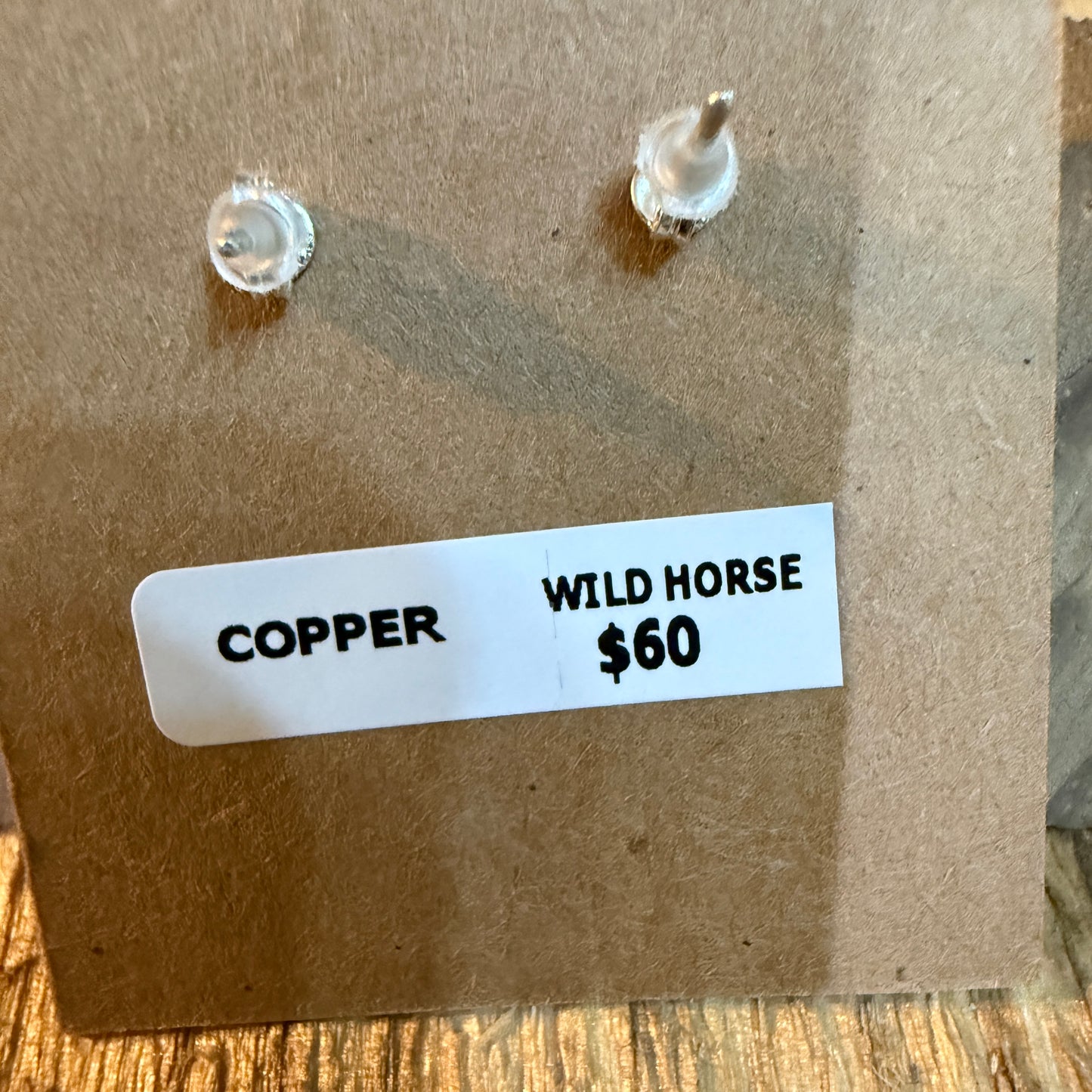 Wild Horse Dahlia Copper Stud Earrings Genuine Gemstone One Inch