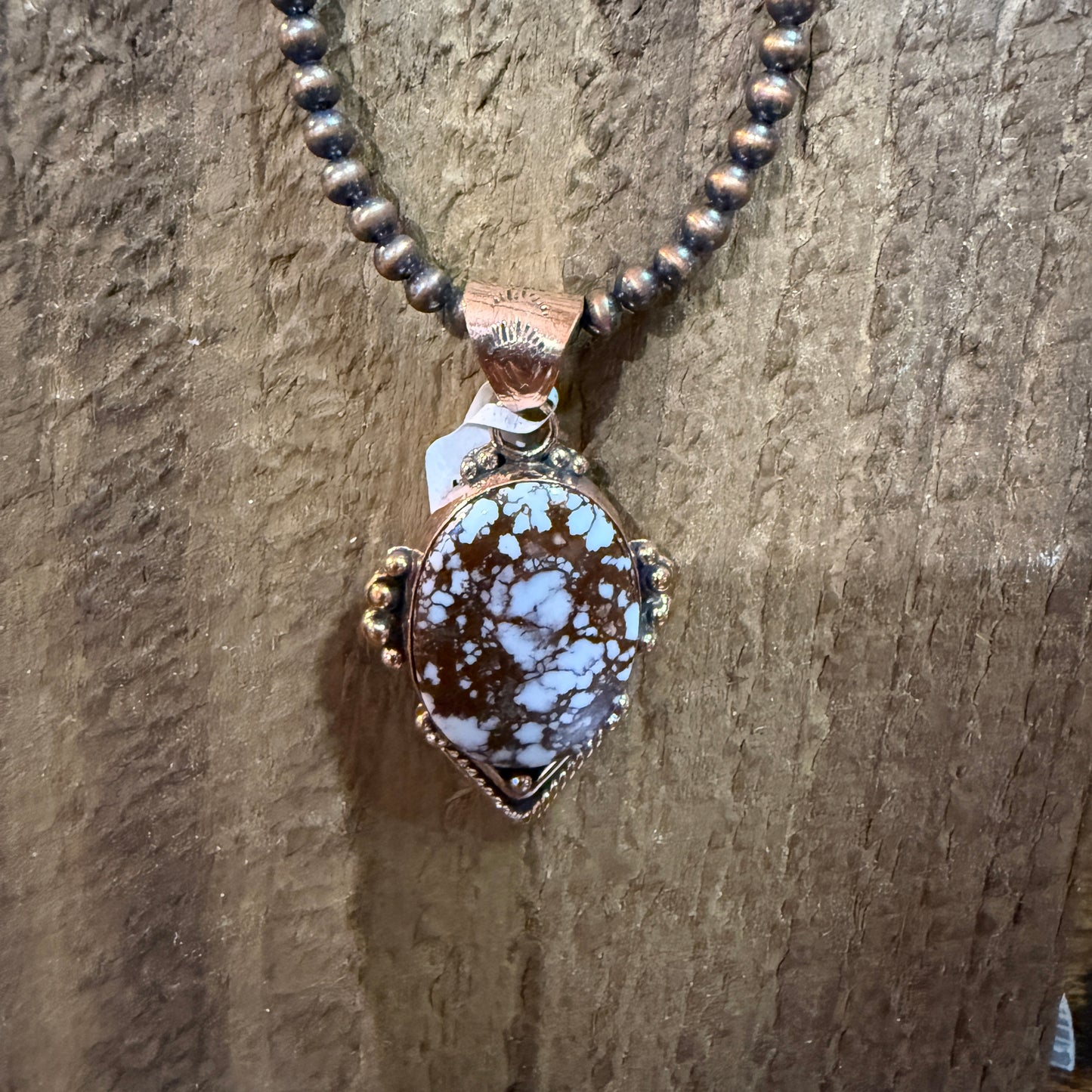 Wild Horse Dahlia Gemstone Copper Pendant With 18 Inch Copper Pearl Beads