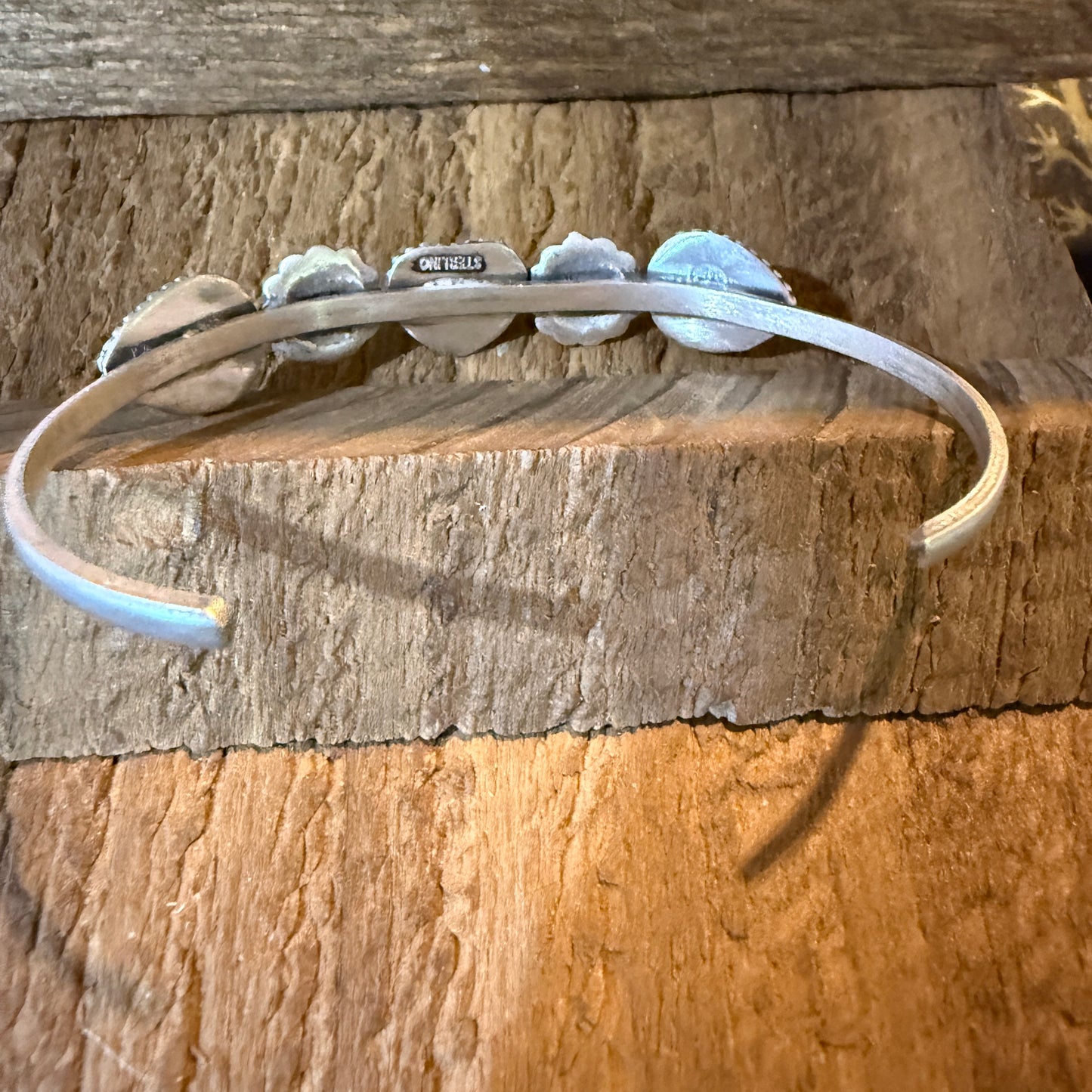 Sonoran Mountain Turquoise Heart Gemstone Flex Stacker Bangle Sterling Silver