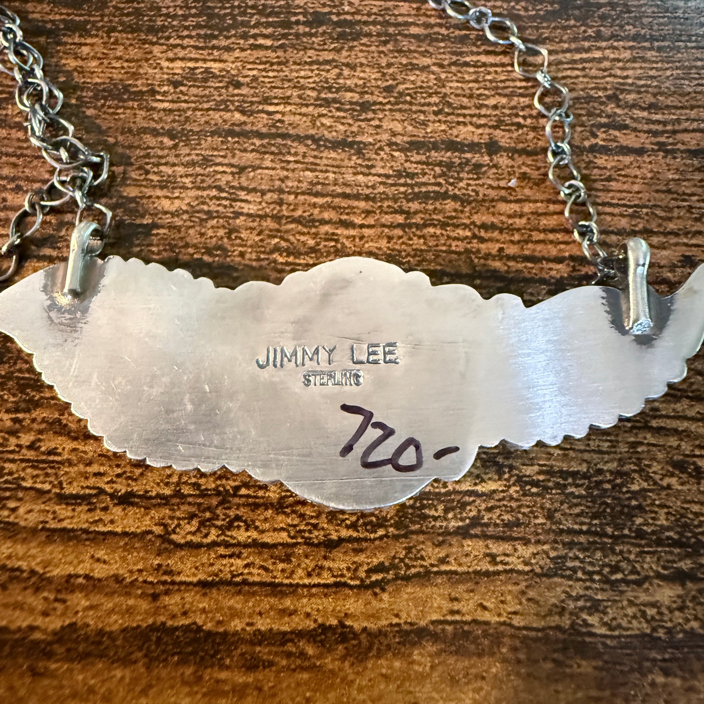 Signed Jimmy Lee Sonoran Gold Turquoise Gemstone Necklace In Sterling Silver