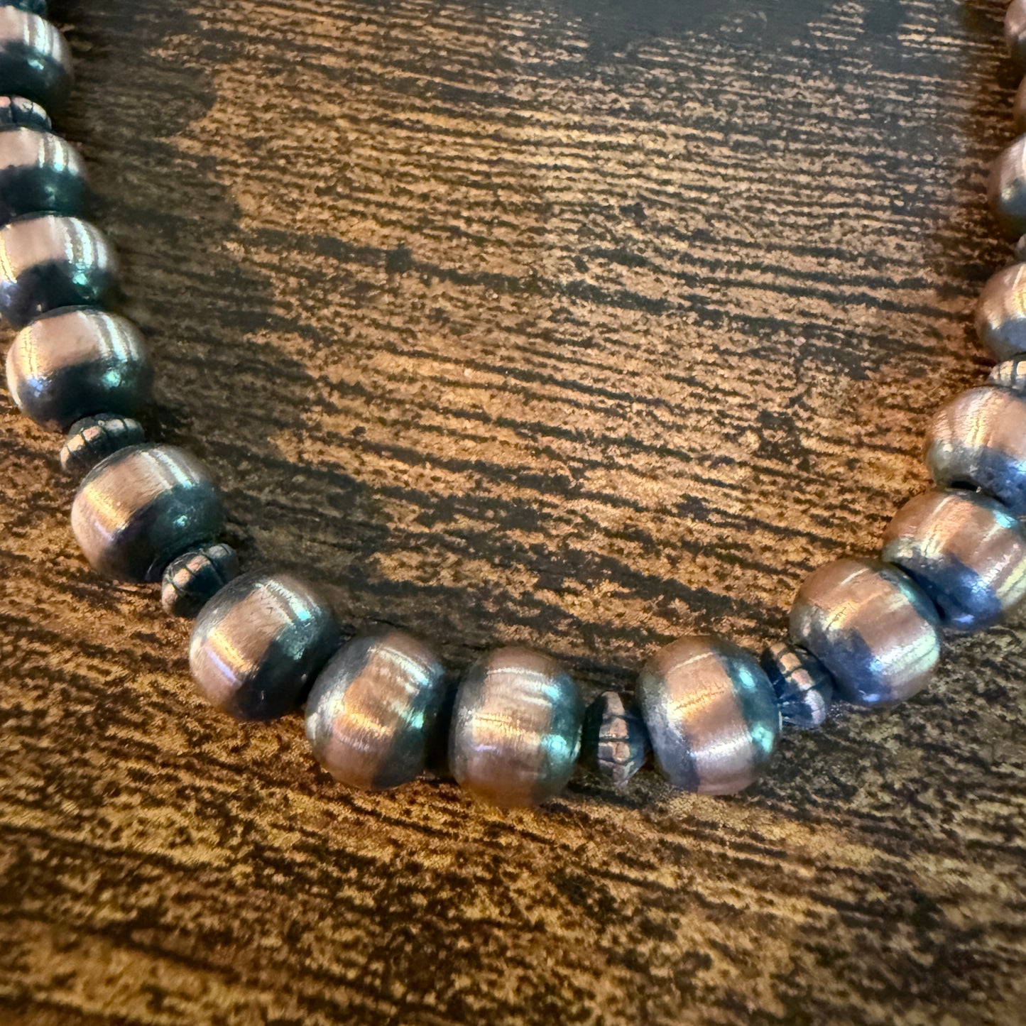 Genuine Heavy Copper Round 8mm Pearl Necklace 16 Inch