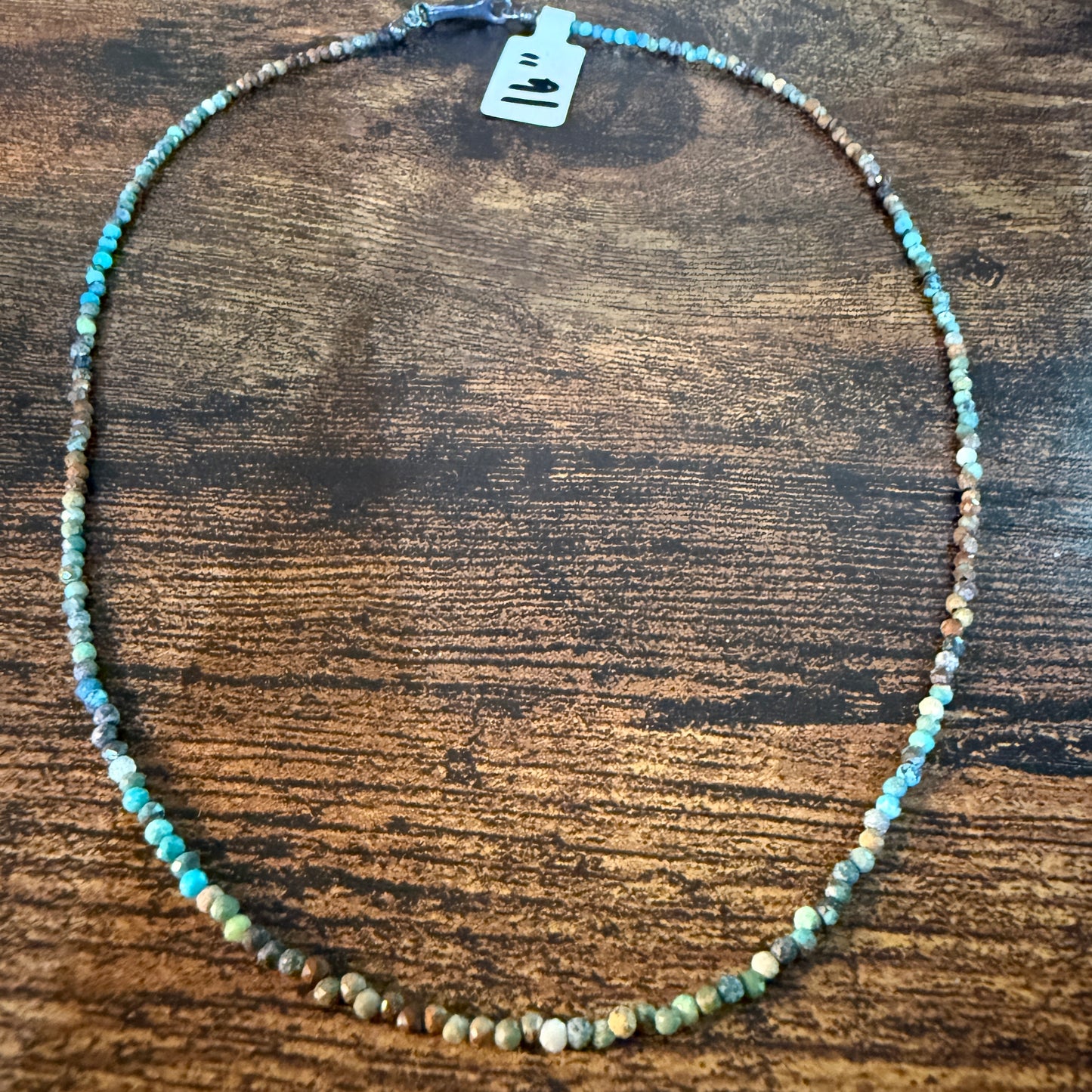 Kingman Turquoise Seed Bead Necklace 16 Inch Handmade Jewelry