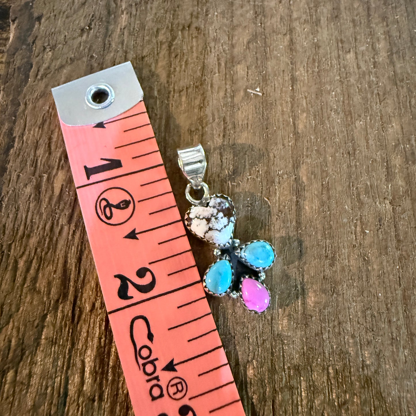 Wild Horse Kingman Turquoise And Cotton Candy Dahlia Pendant Sterling Silver