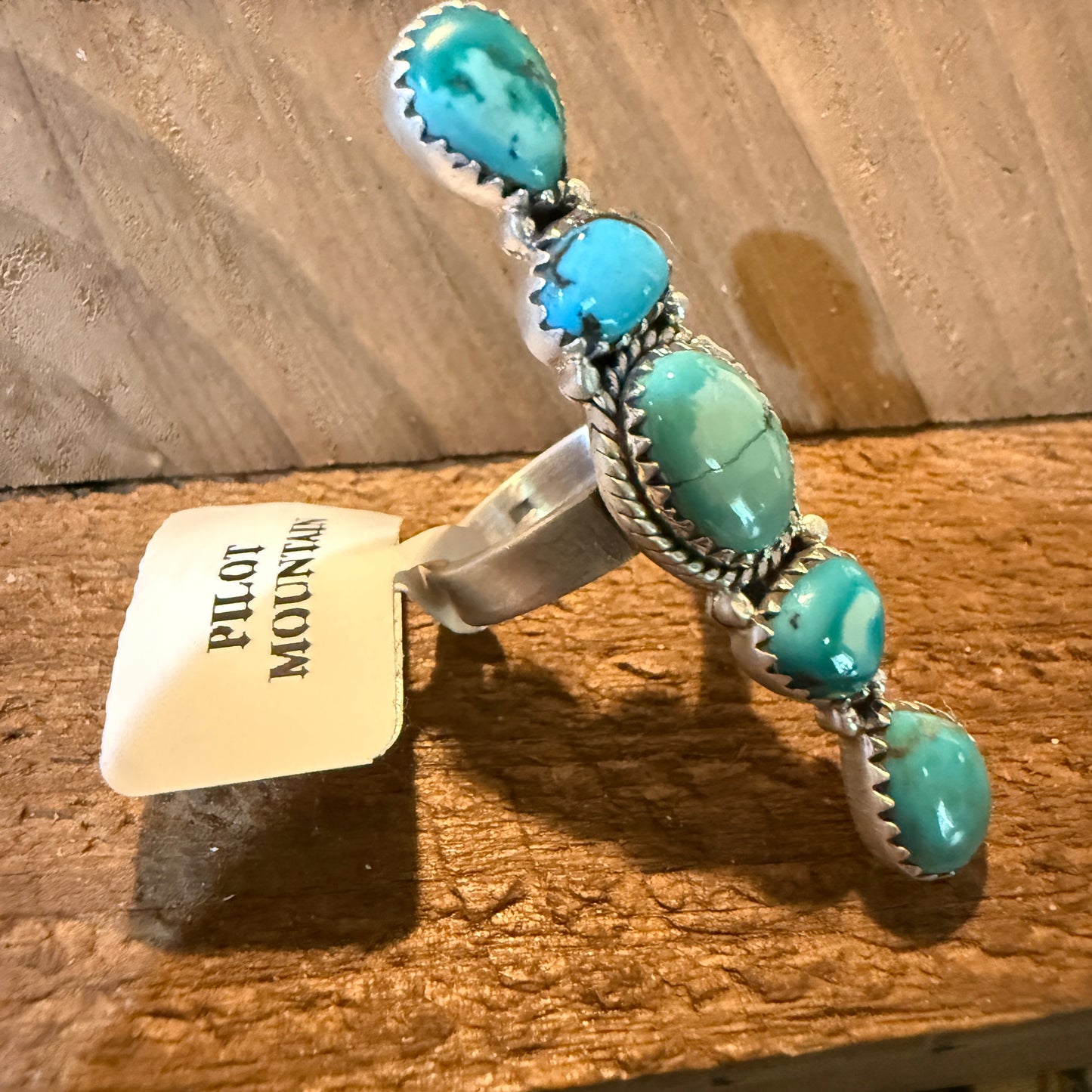 Pilot Mountain Turquoise Adjustable Gemstone Sterling Silver Statement Ring