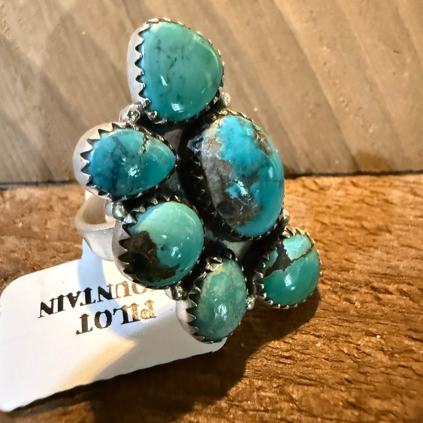 Pilot Mountain Turquoise Gemstone Adjustable Statement Ring Sterling Silver