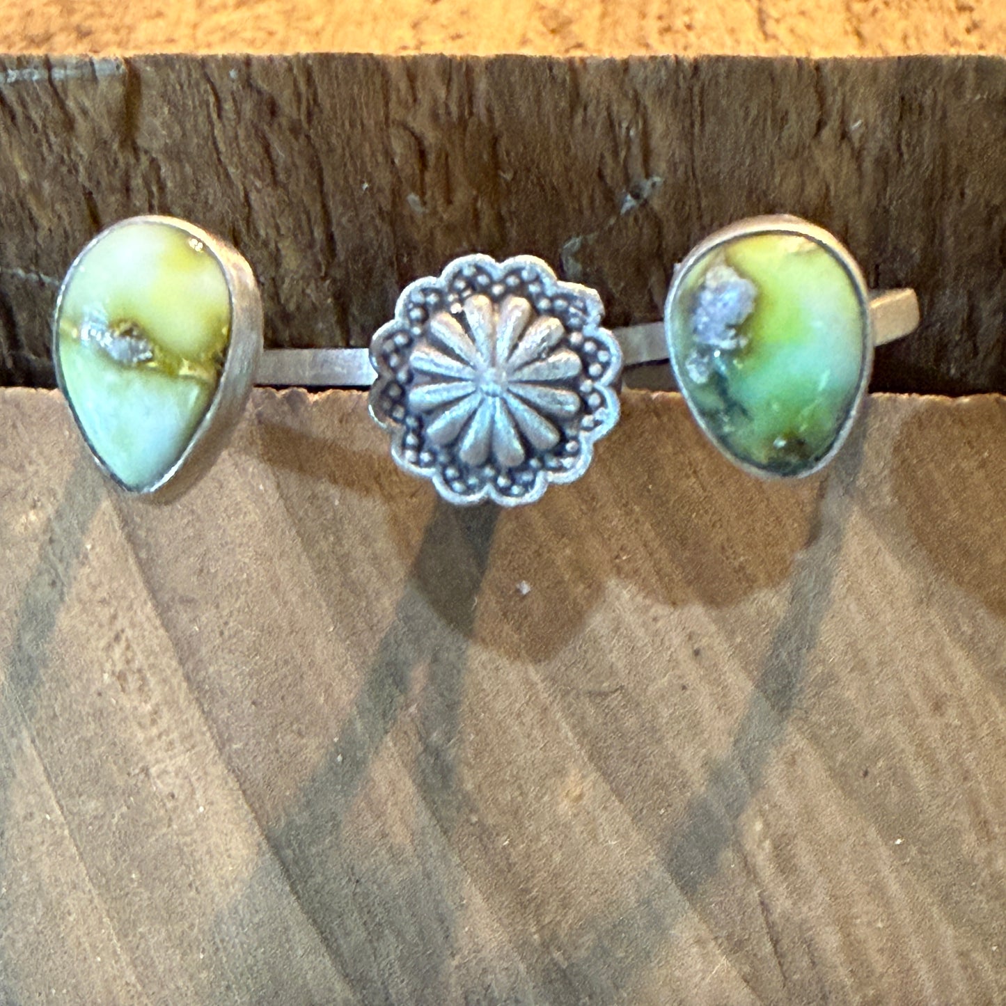 Palomino Turquoise Gemstone Double Ring Sterling Silver Adjustable