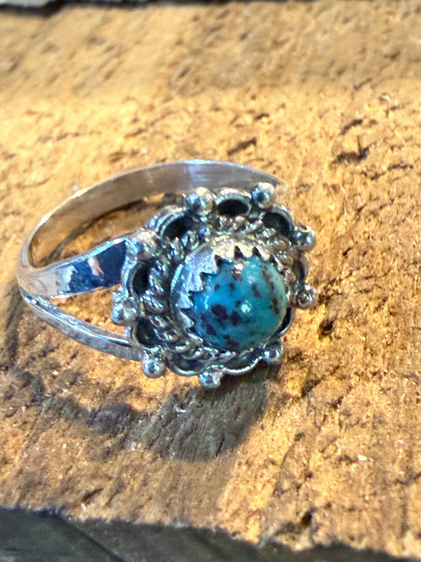 Navajo Kingman Turquoise Ring Sterling Silver Size 7 Theresa Smith
