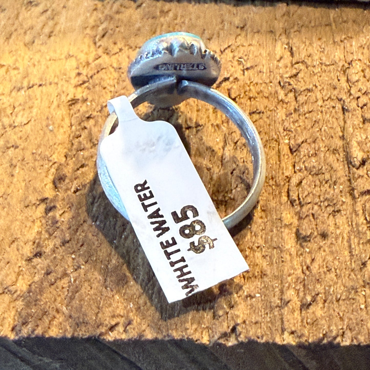 White Water Turquoise Gemstone Adjustable Sterling Silver Ring