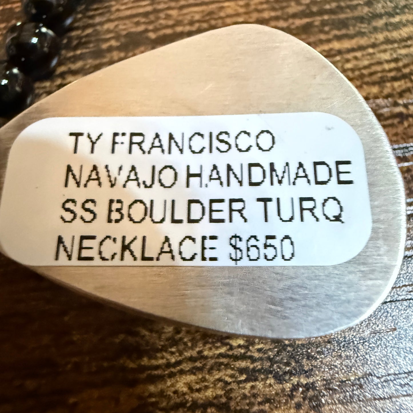 Navajo Handmade Ty Francisco Boulder Turquoise Pendant Necklace Sterling Silver