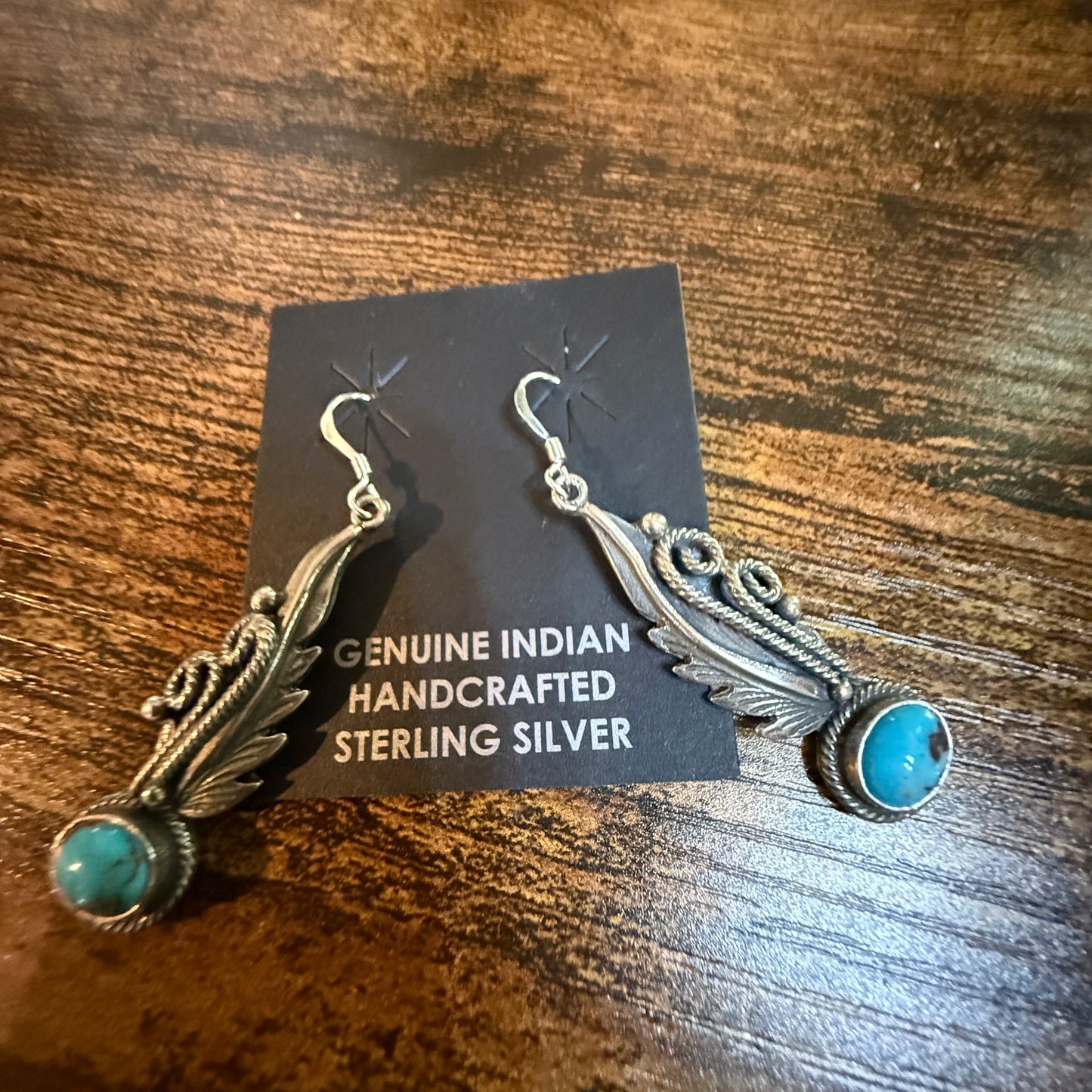 Native Handmade Genevieve Francisco Kingman Drop Earrings Sterling Silver