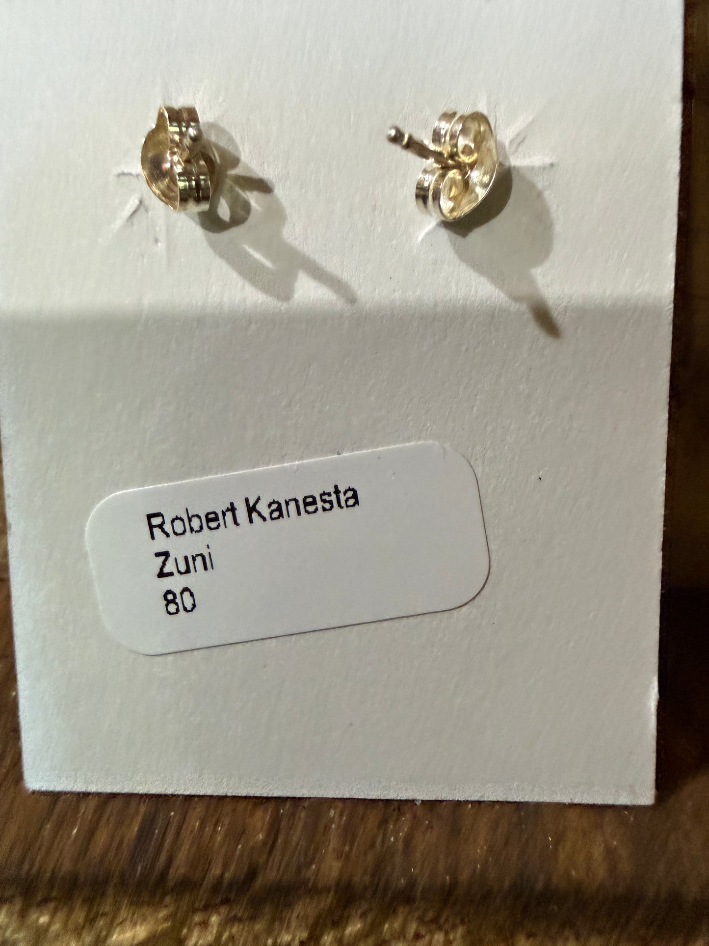 Zuni Handmade Inlaid Sterling Silver Stud Earring By Robert Kanesta
