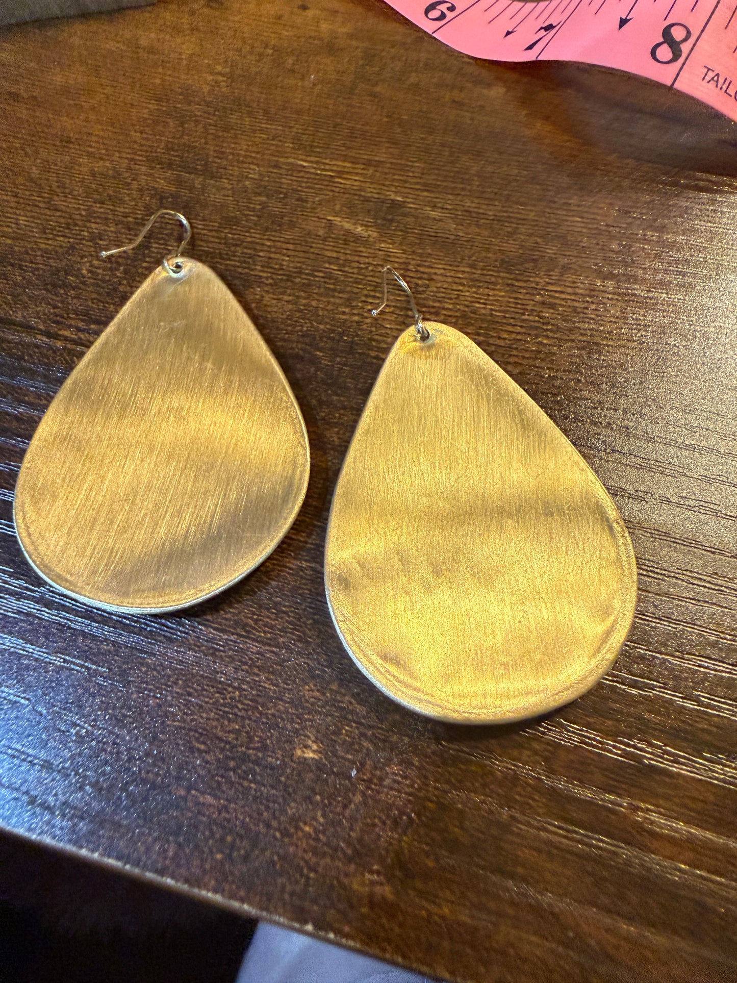 Yellow Blossom Florals Embroidered Drop Wire Earrings Gold Tone Teardrop