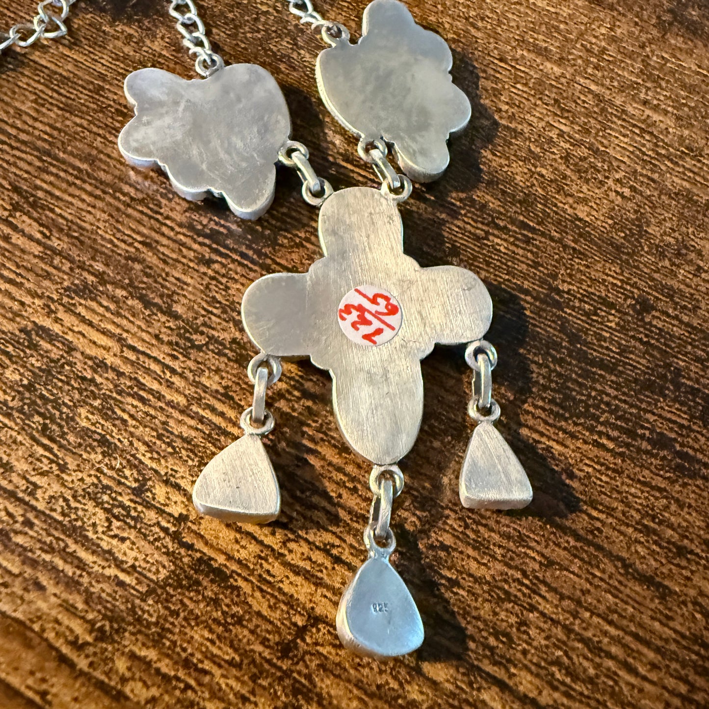 Hachita Turquoise Gemstone Lariat Cluster Necklace in Sterling Silver