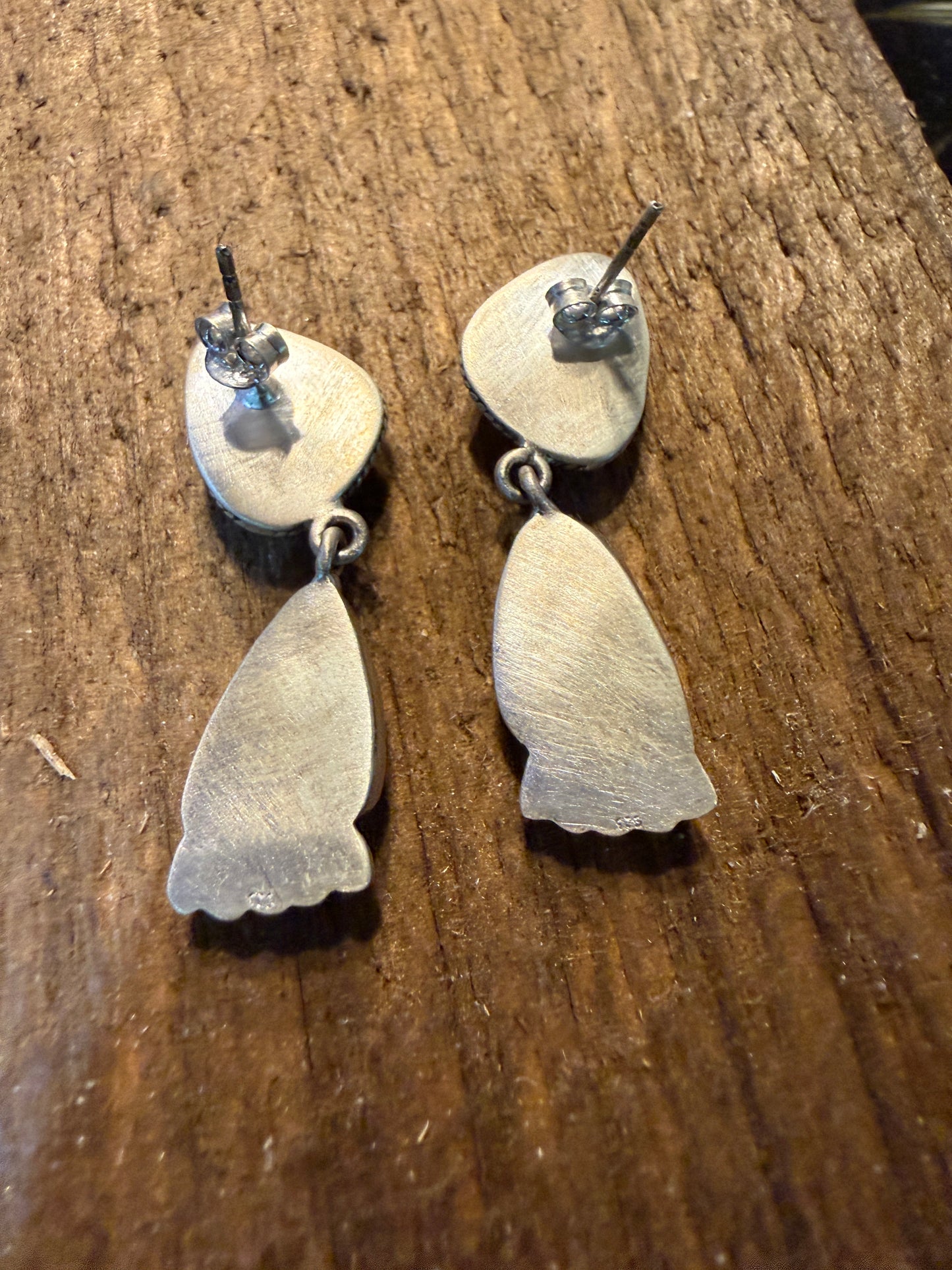 Number 8 Turquoise Gemstone Dangle Earrings Sterling Silver