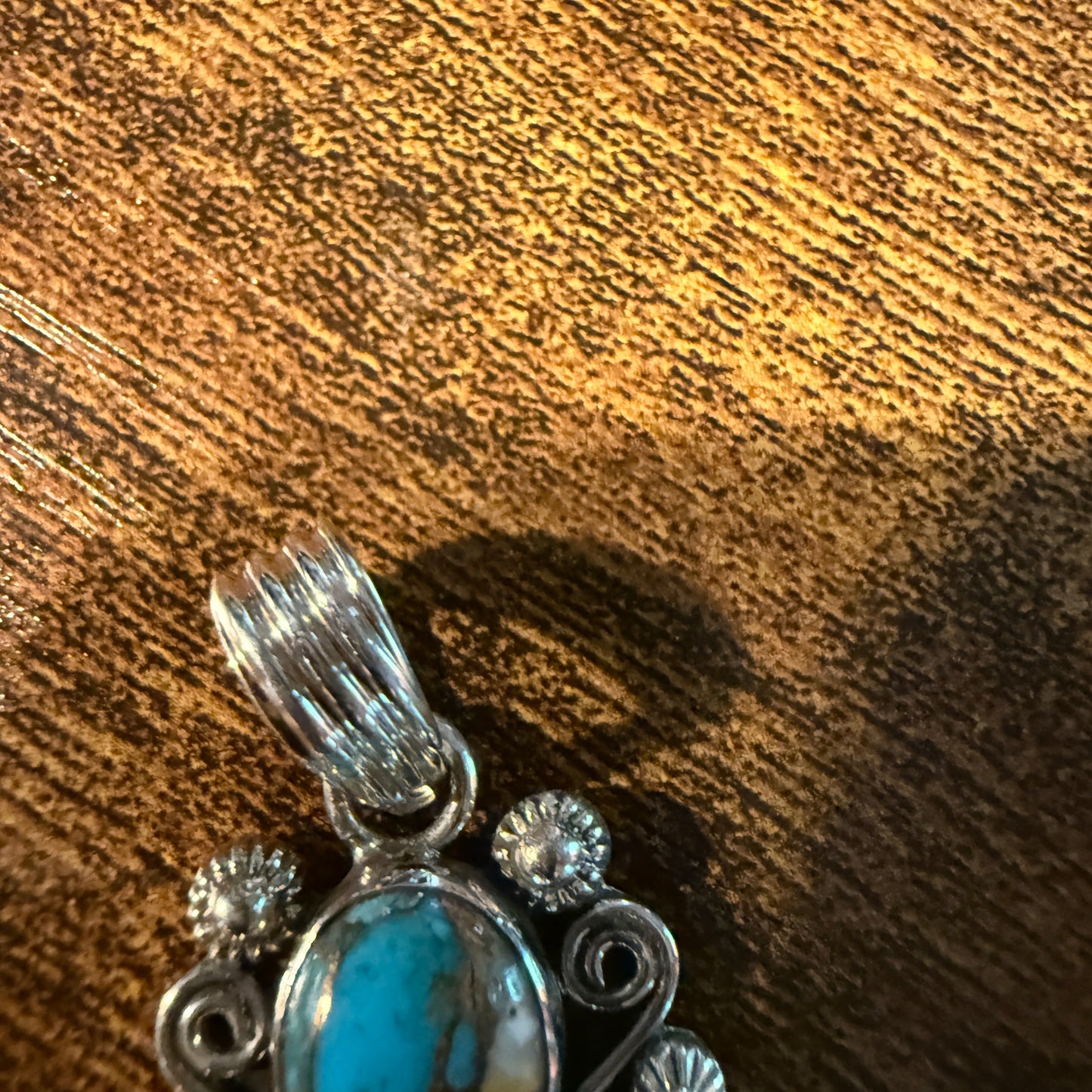 Turquoise Spiny Oyster Floral Pendant Sterling Silver Jewelry