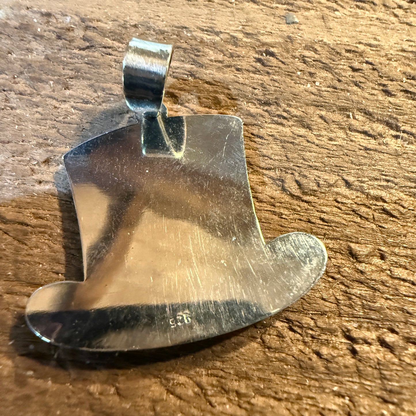 Patriot Freedom Uncle Sam Hat Pendant Kingman Turquoise in Sterling Silver Wild West Boho