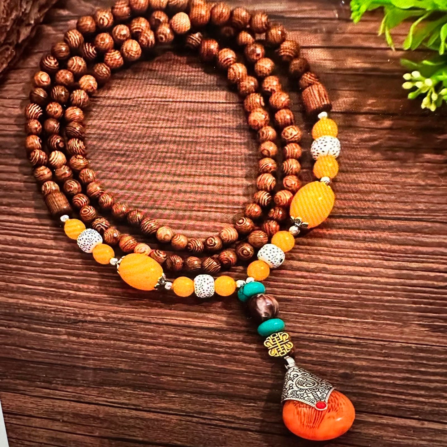 Handcrafted Bohemian Beaded Necklace with Unique Pendant, Gift Box