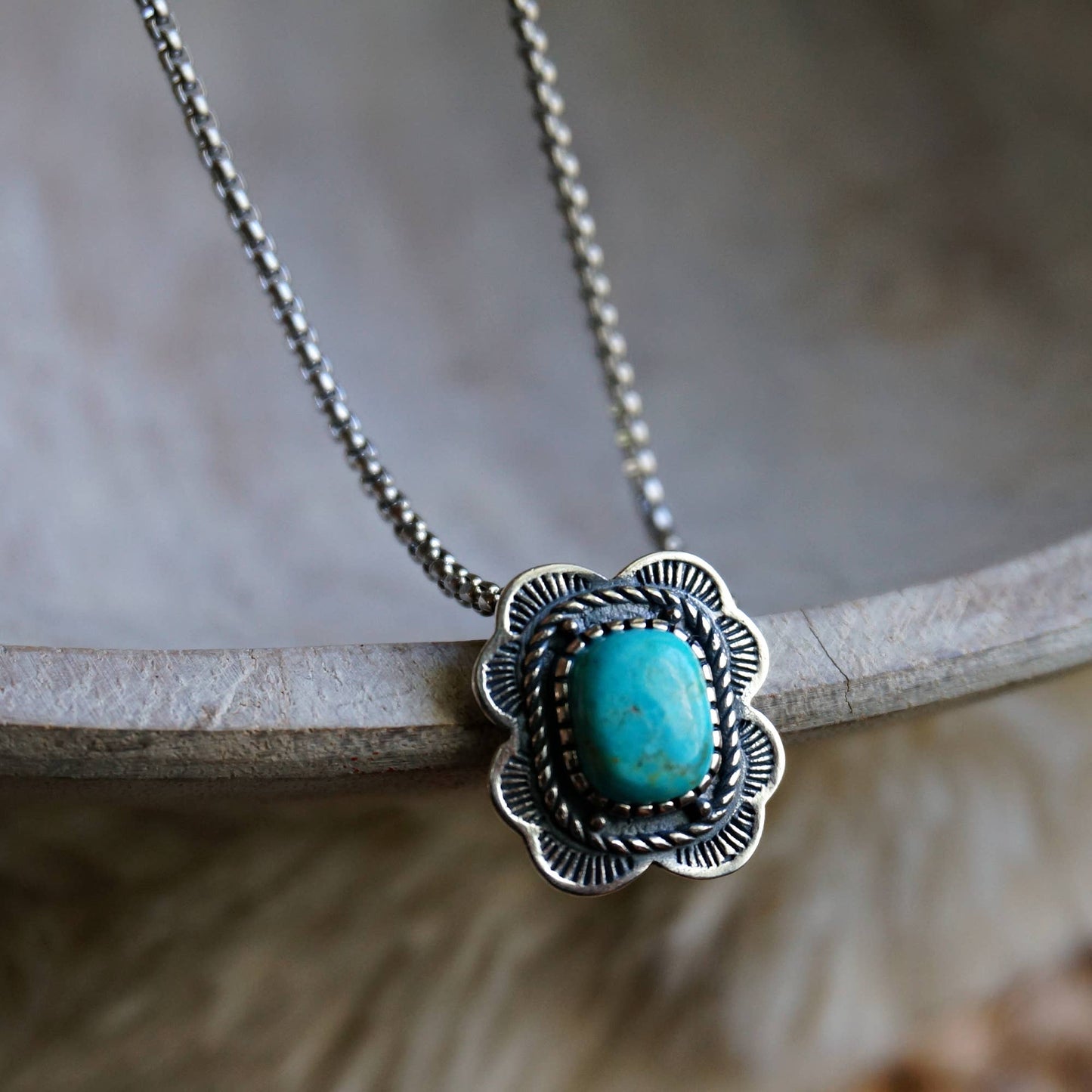 Turquoise Elegance: Sterling Silver Beaded Chain Necklace 16-18", Ships in Gift Box