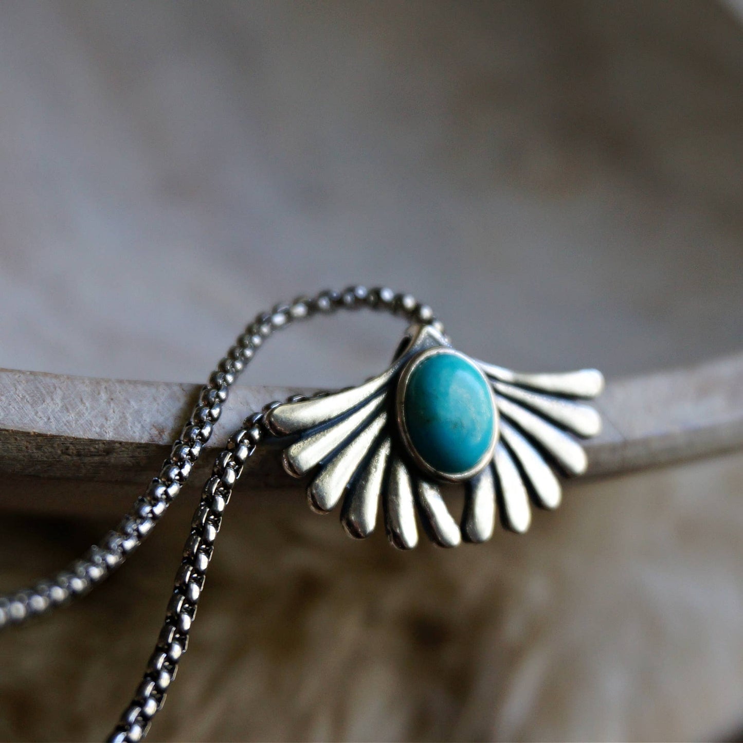 Turquoise Prayer Necklace with Genuine Sterling Silver, Gift-Ready Boxed Jewelry - Silver Elegant