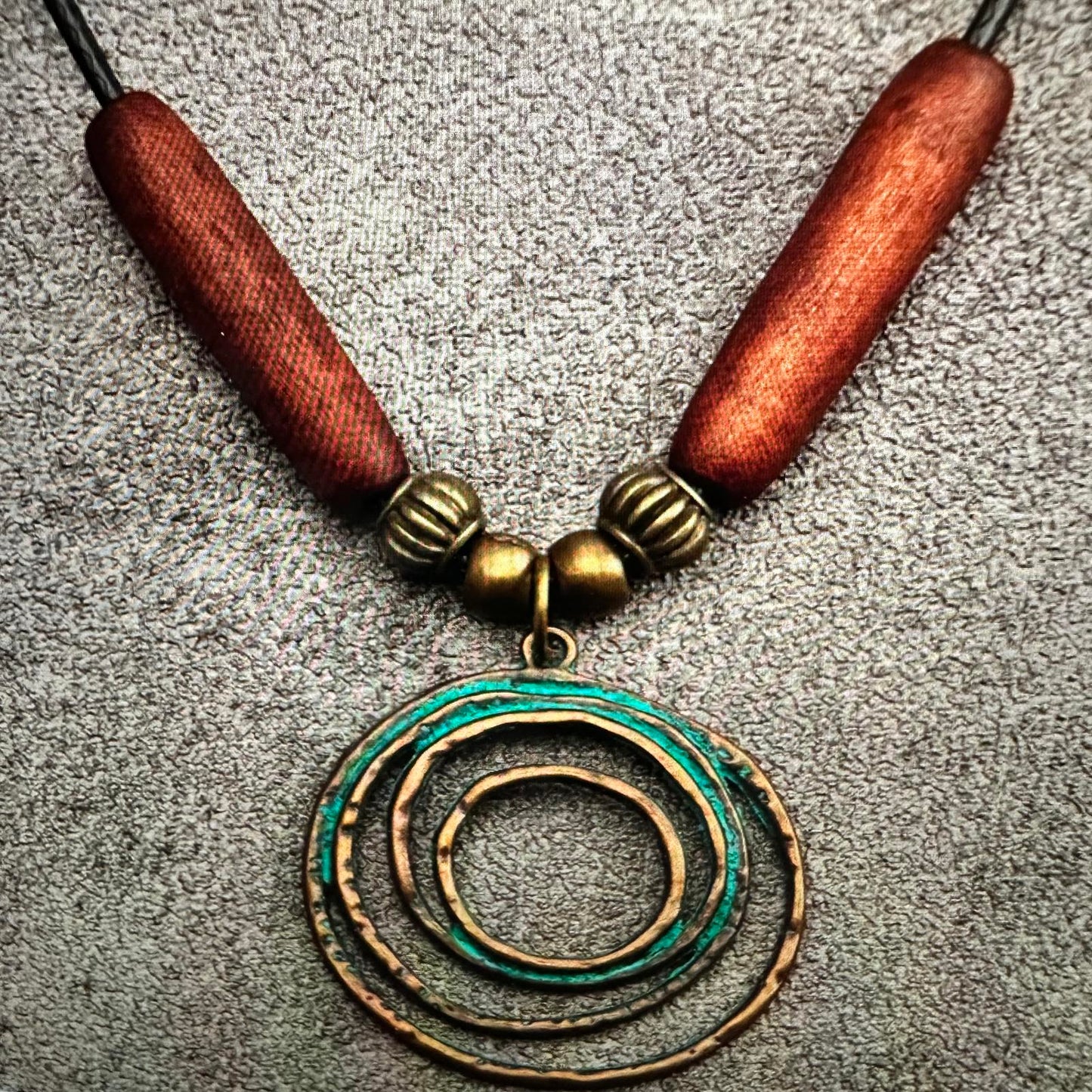 Bohemian Spiral Pendant Necklace with Wooden Beads Gift Box