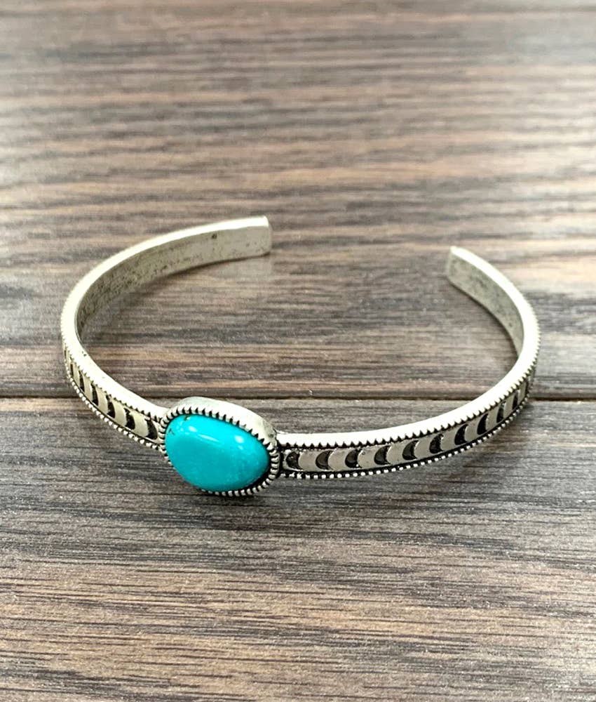 Turquoise Cuff Bracelet in Antique Silver, Native American Cuff Bangle, Ships in Gift Box