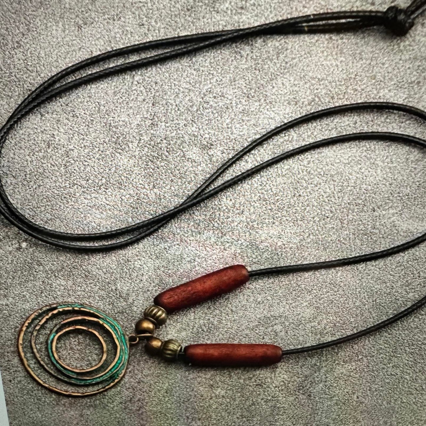 Bohemian Spiral Pendant Necklace with Wooden Beads Gift Box