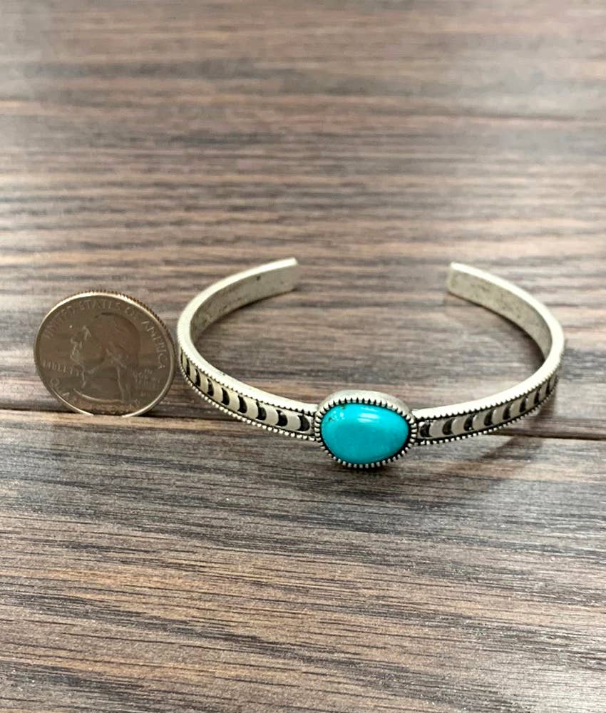 Turquoise Cuff Bracelet in Antique Silver, Native American Cuff Bangle, Ships in Gift Box