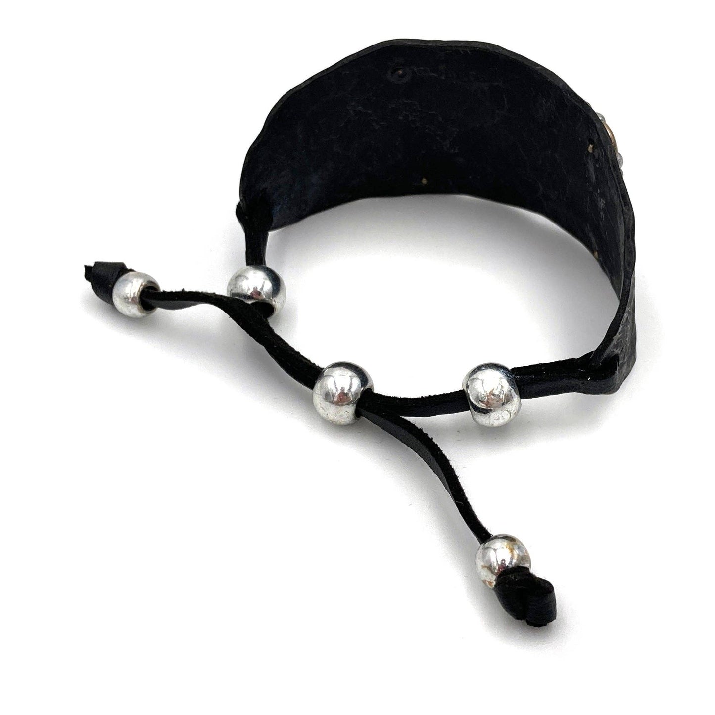 Horse Cantering Western Bracelet Cuff In Brown Leather With Vintage Copper Plate