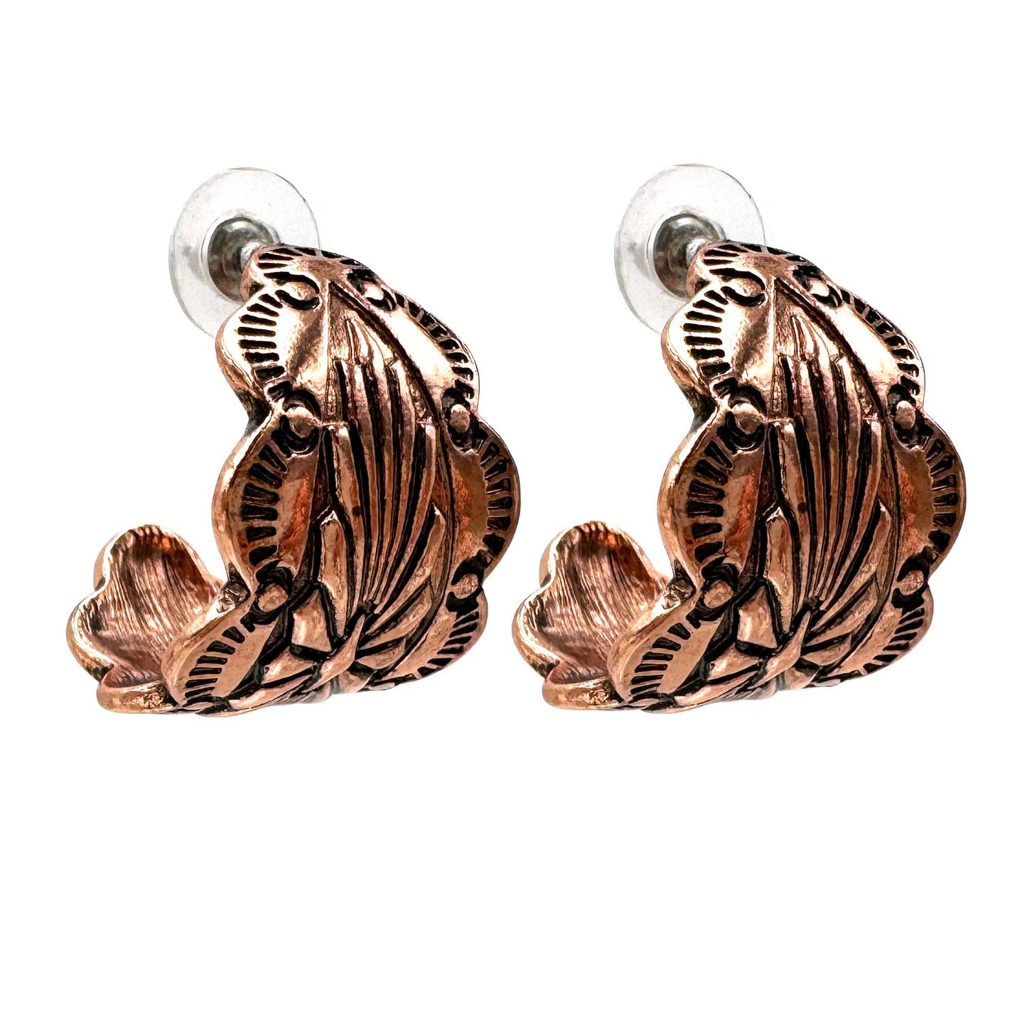 Copper Leaf Design Earrings: Embrace Western Elegance - Silver Elegant
