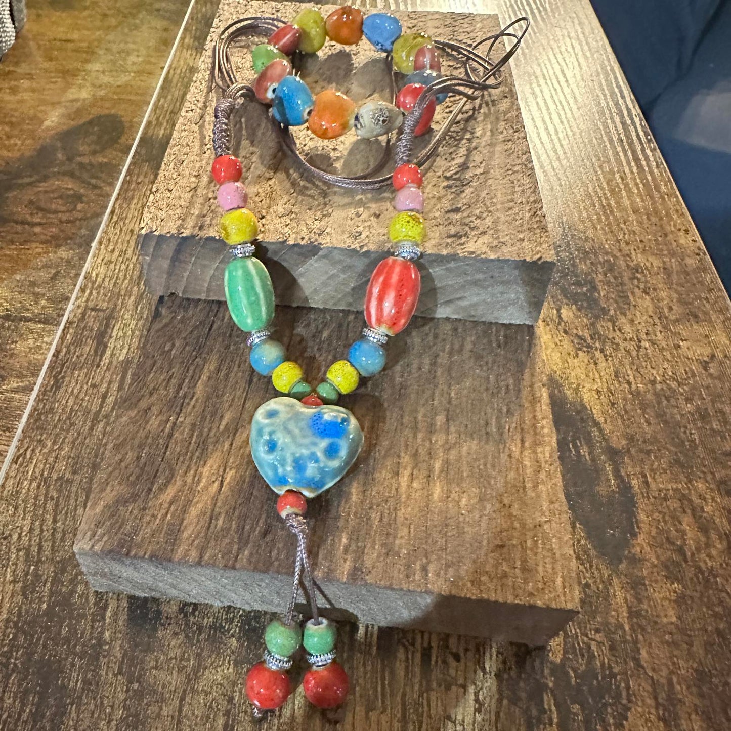Vibrant Handmade Bohemian Beaded Necklace and Bracelet Set Gift Box