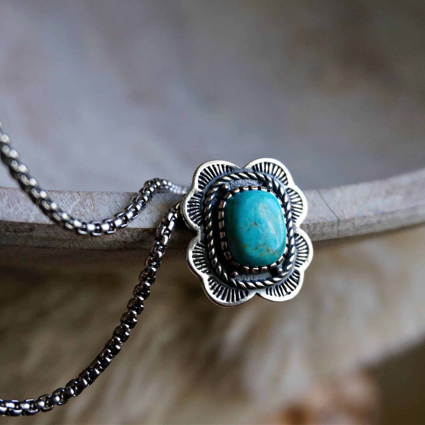 Turquoise Elegance: Sterling Silver Beaded Chain Necklace 16-18", Ships in Gift Box