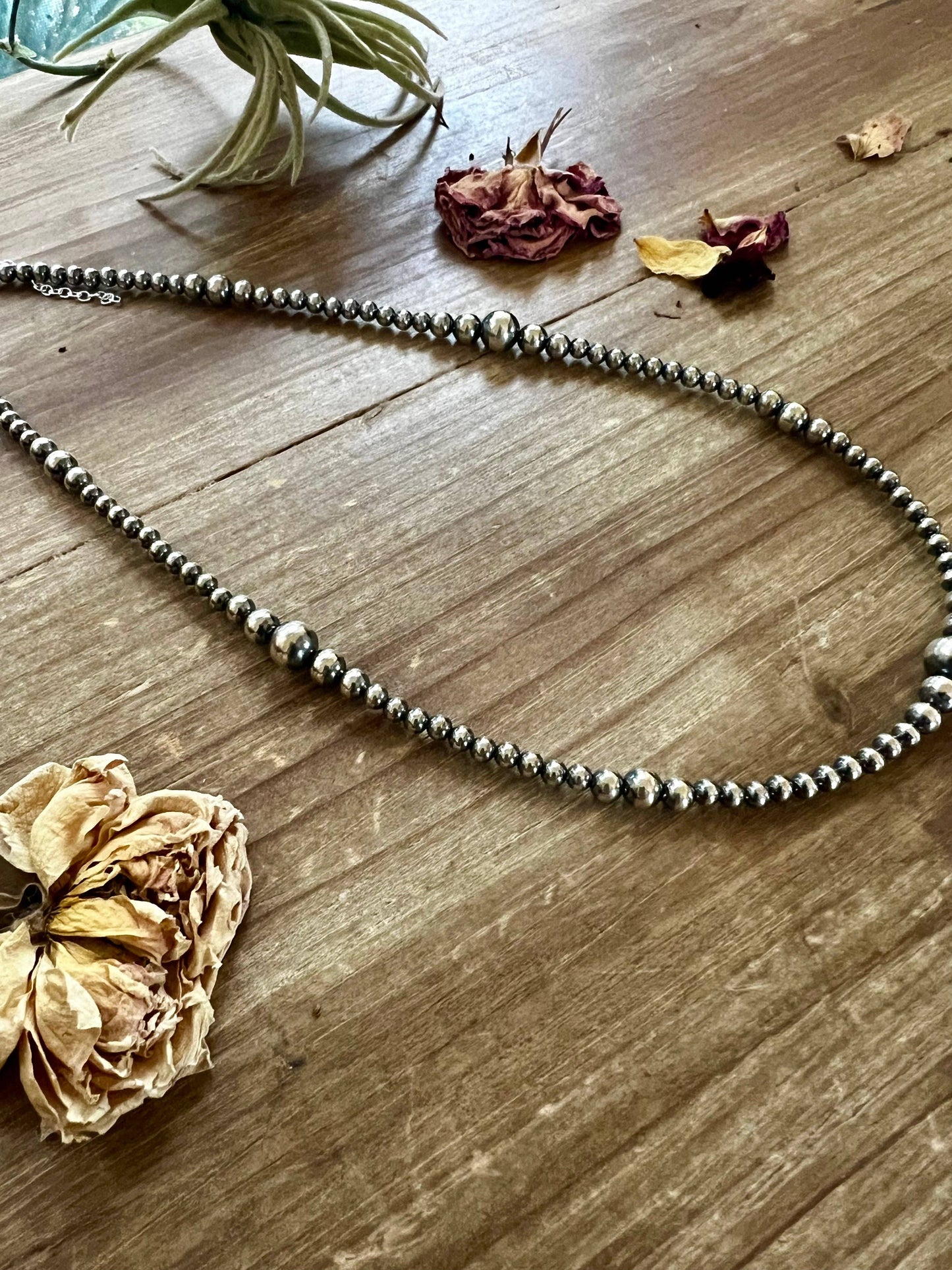 Sterling Silver Pearl Necklace with 3 Inch Chain Handcrafted Western Chic Jewelry