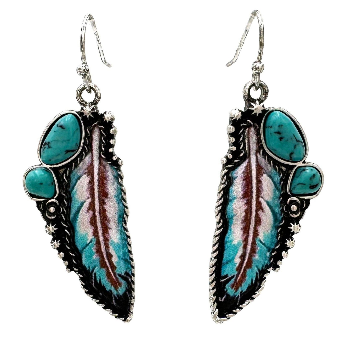 Wild Spirit Feather Dangle Earrings - Silver Elegant
