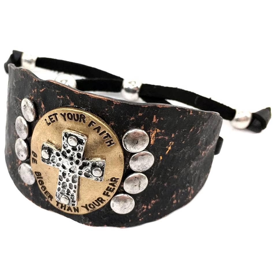 Let Your Faith Be Bigger Than Your Fear Cuff Bracelet Inspirational Courage Jewelry