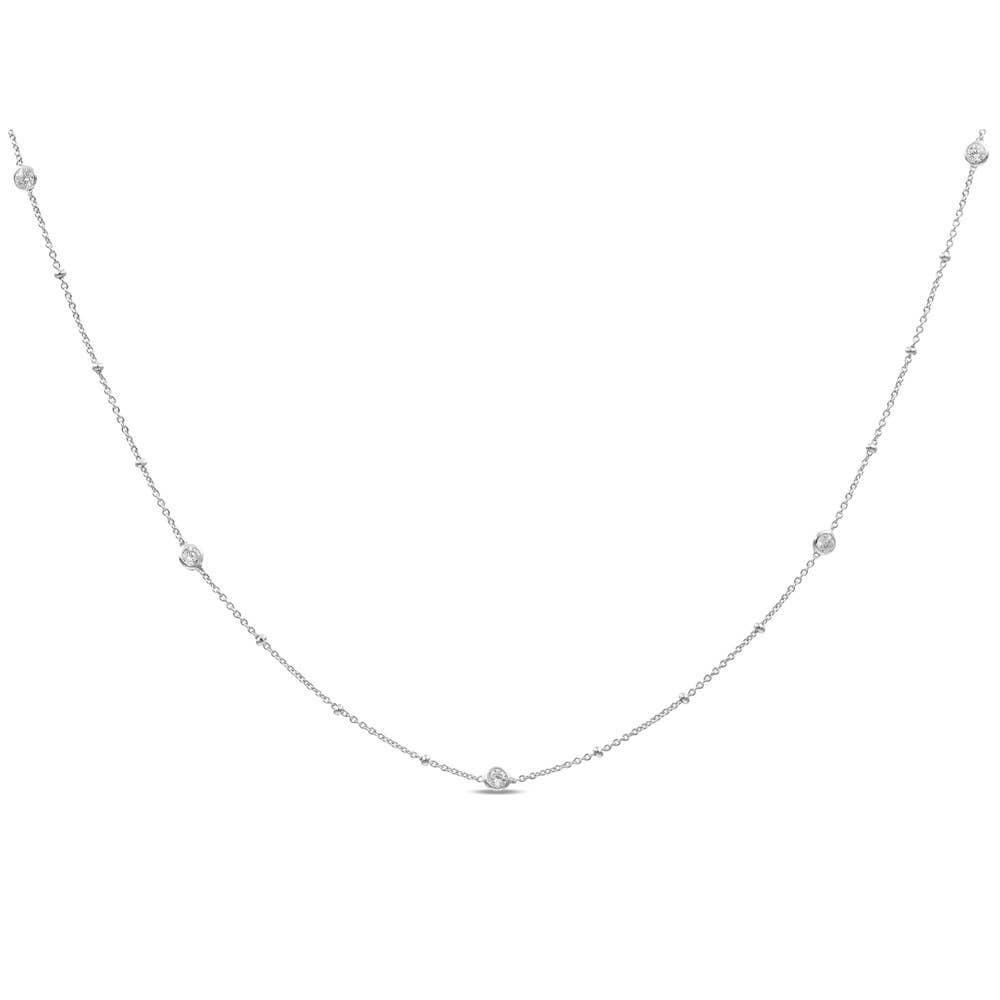 Turquoise Elegance: Sterling Silver Beaded Chain Necklace 16-18", Ships in Gift Box