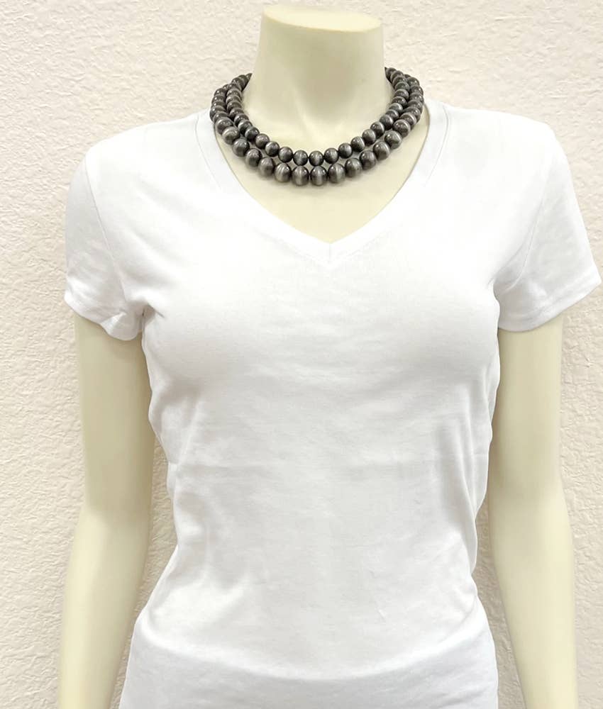 Navajo Bead Necklace 2 Strand Big Pearl Beads 12mm 14mm 18 Inch