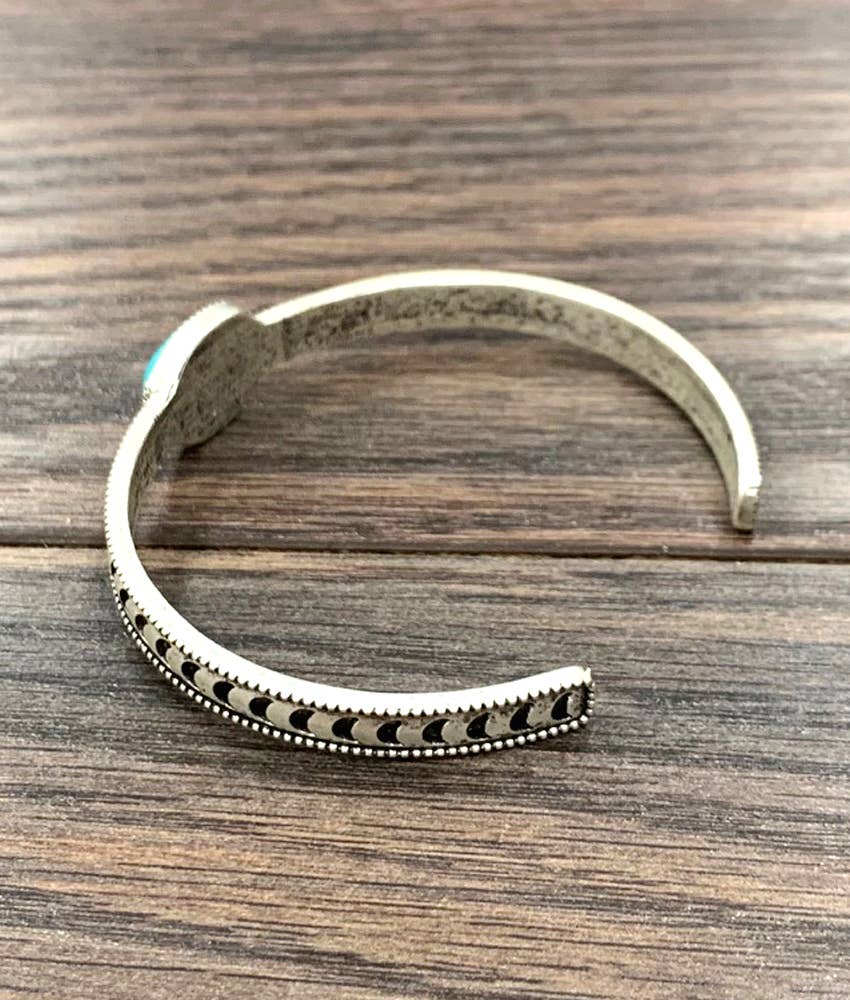 Turquoise Cuff Bracelet in Antique Silver, Native American Cuff Bangle, Ships in Gift Box